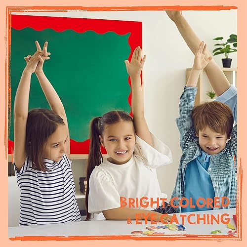 Miniatura 53 de Bordes de tablón de anuncios de 60 pies, borde ondulado amarillo puro con diseño de línea ondulada para la escuela, el aula y las oficinas Amarillo