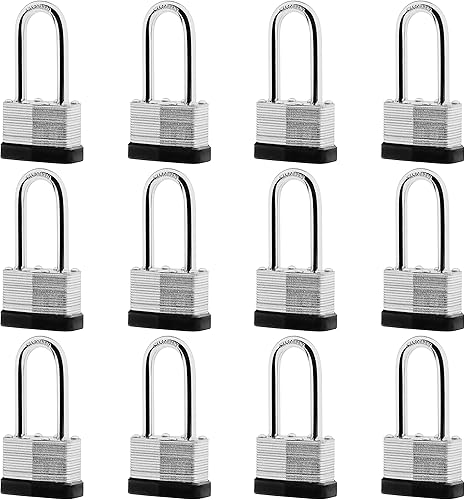 Miniatura 5 de Paquete de 24 llaves de candados de acero laminado iguales, 1-34 pulgadas de ancho, juego de candados de almohadilla resistente con las mismas llaves