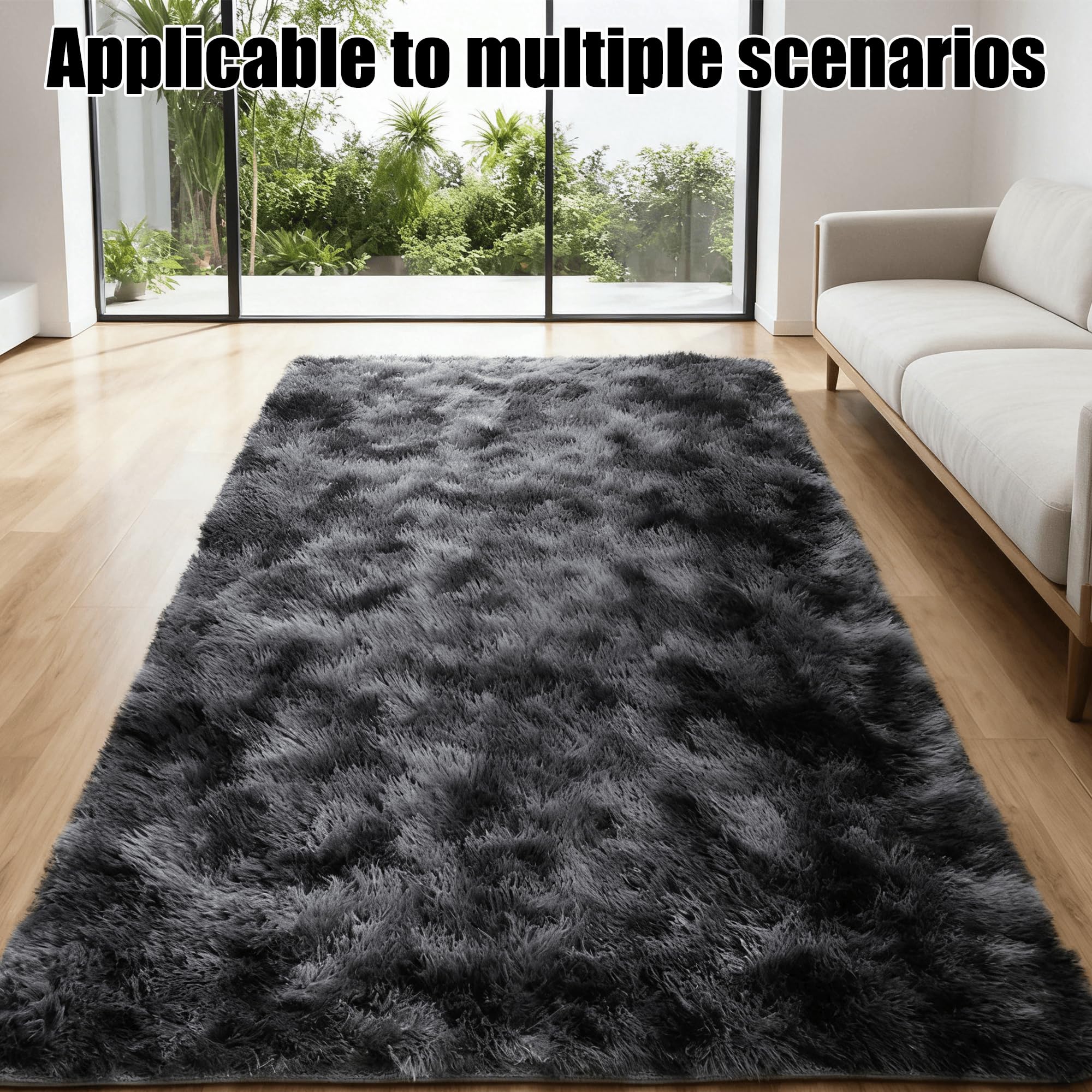Grand Tapis Salon 160 x 270 cm Lavable en Machine Tapis Chambre Chaleureux Antidérapant, Moderne, Moelleux, pour Salon, Canapé Natte, Chambres d'enfant, Gris Foncé