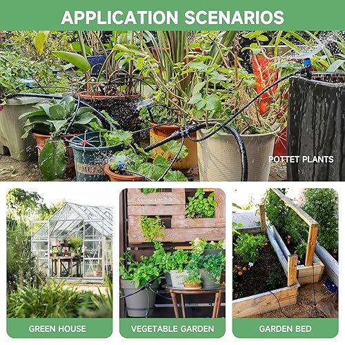 Miniatura 5 de Quick-Connect - Kit de sistema de riego por goteo de 200 pies, sistema automático de riego de plantas de jardín para invernadero, patio, césped, con