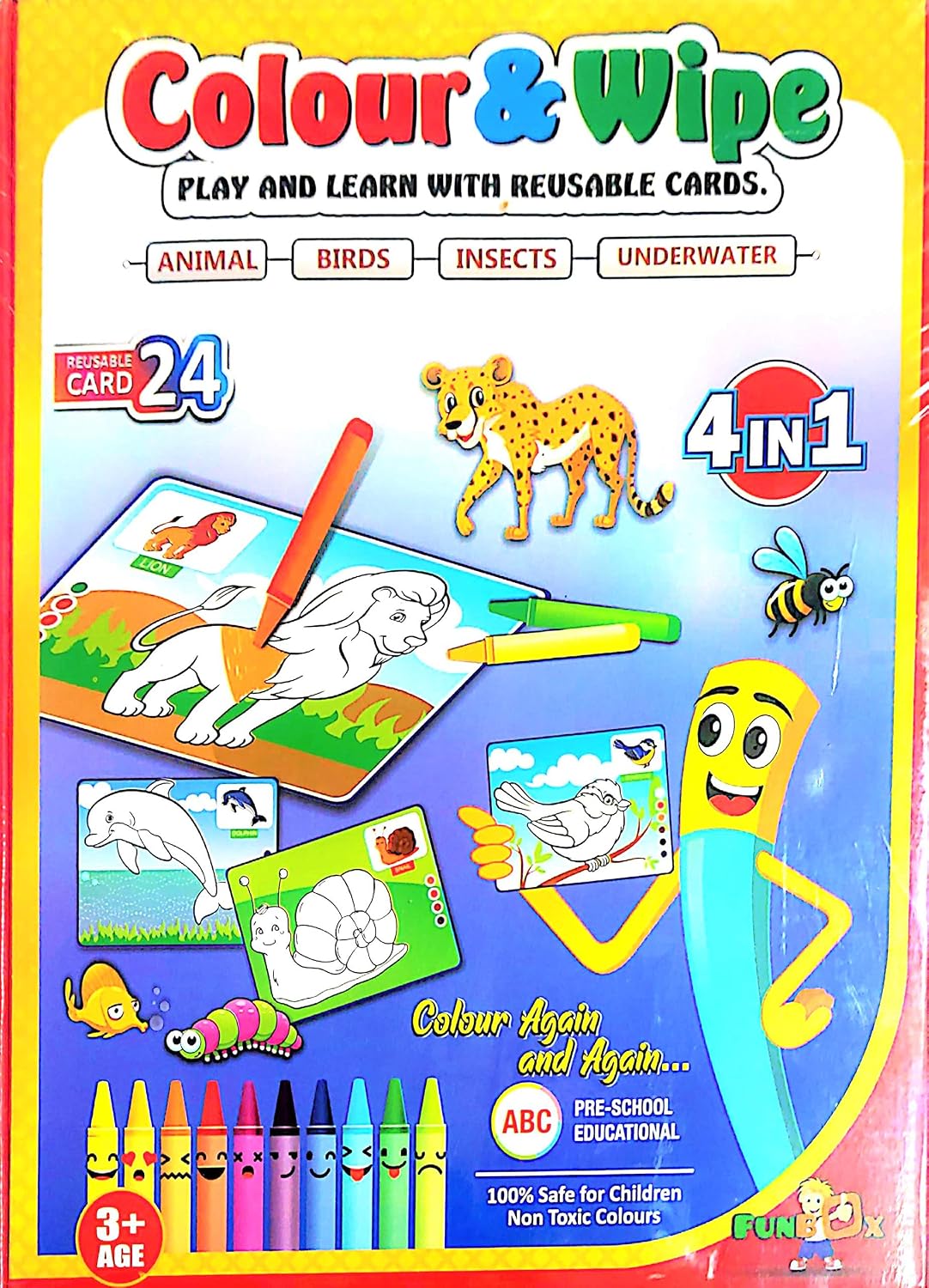 KV Toys Washable Coloring Mat for Kids with Reusable DIY Alphabet Drawing Sheet, Color Sketch Pens, Educational Learning Activity Toy for Boys & Girls Age 3+ Years, Travel-Friendly Creative Play Set
