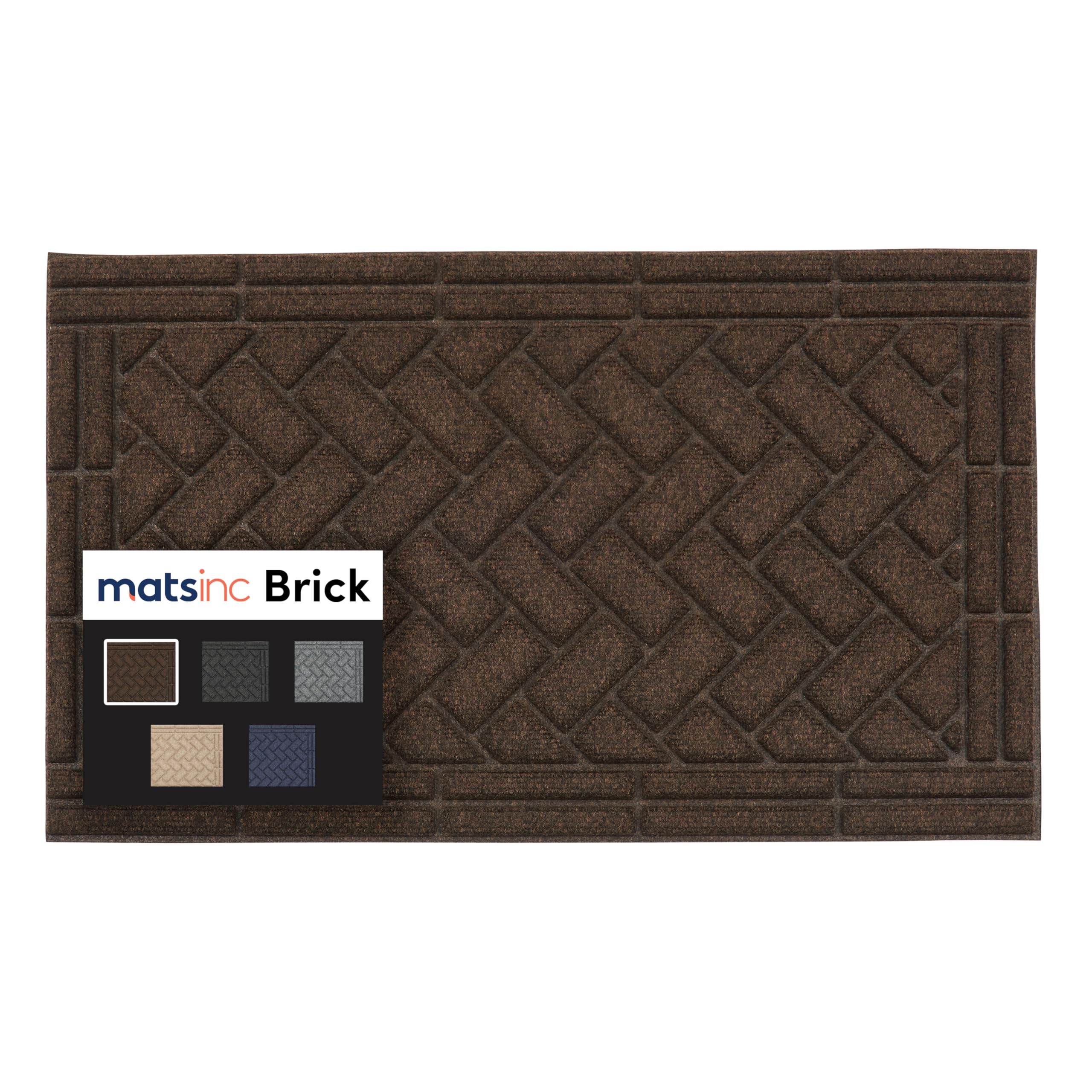 MATSINC Artisan Entry Front Door Mat - Rubber Back Indoor or Outdoor Entry Rug with Brick Design, Water Absorbing Rug, Made in The USA, 18" x 30",