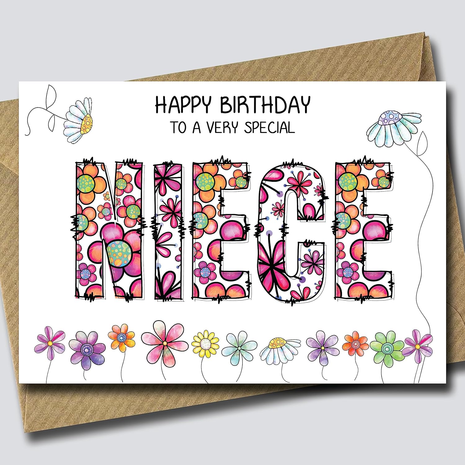 Floral Birthday Card for Niece Flower card for Niece Cute daisy