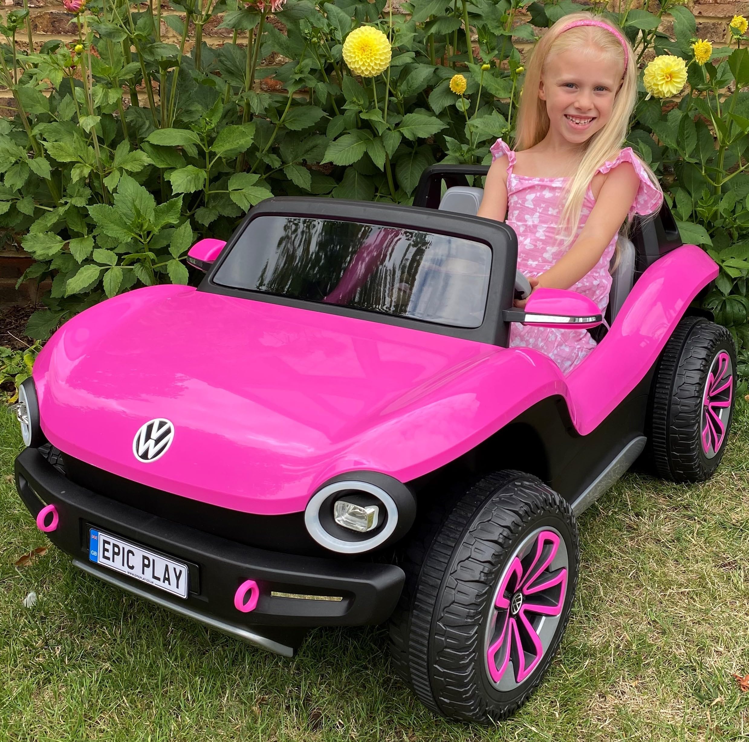 Kids Licensed 2 Seater VW Volkswagen ID Buggy 12v Electric Battery Ride on Car Dune/Beach Buggy Pink