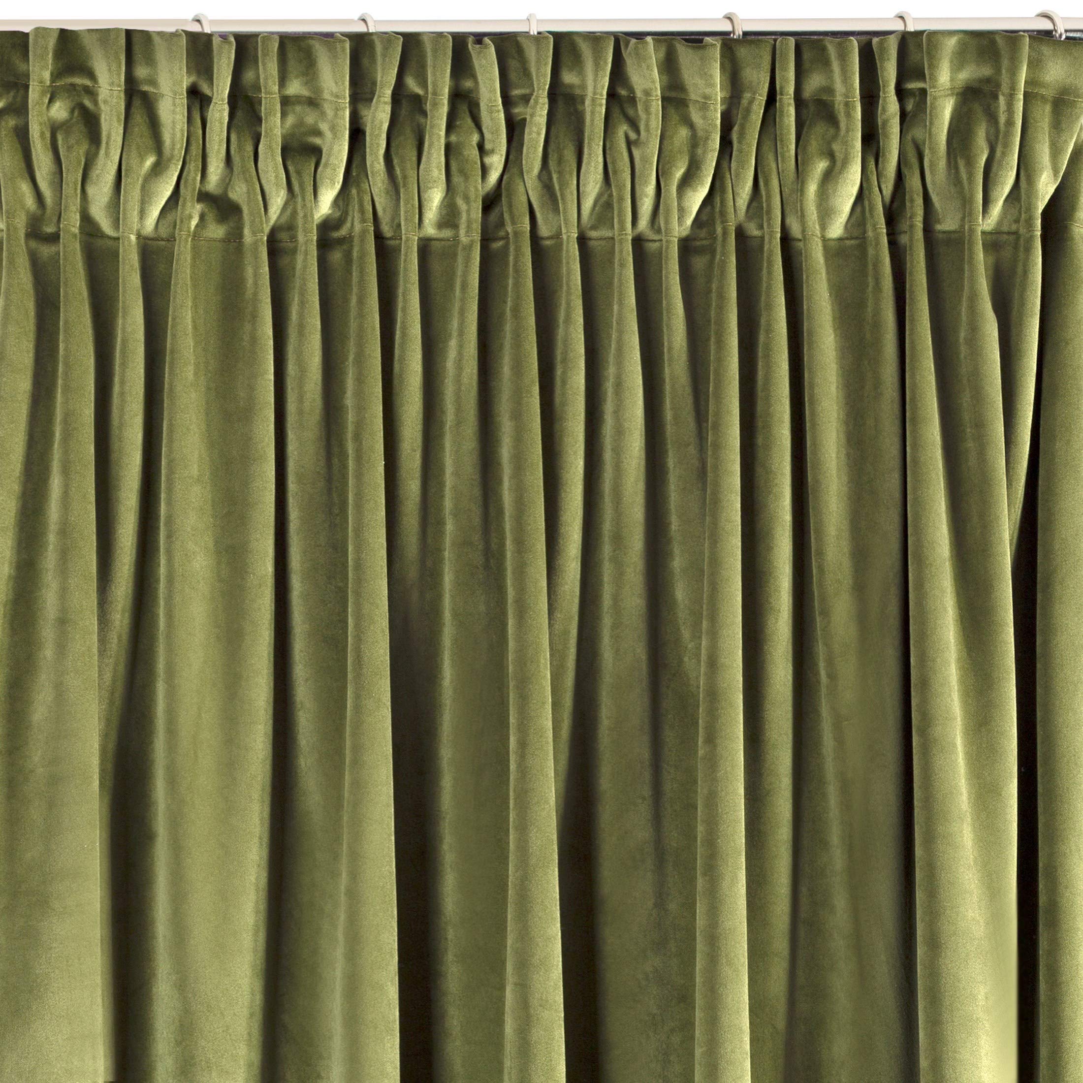 Eurofirany RIA Rideau Velours Doux à Galon Fronceur, 1 Pièce, Occultant Thermique pour Salon et Chambre, 140x270cm (L x H), Vert Olive