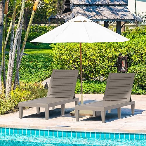 Miniatura 2 de ROJIK Juego de 4 tumbonas para exteriores, con respaldo ajustable de 5 posiciones, impermeable y ligera, tumbona duradera para interiores y