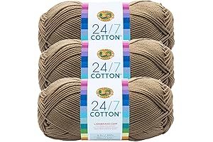 (3 Pack) Lion Brand Yarn 24/7 Cotton Yarn, Taupe