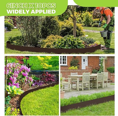 Miniatura 3 de Therwen 10 piezas de bordes de acero para paisaje con 10 clips, borde de acero de 40 x 6 pulgadas, borde de paisaje, bordes de metal para