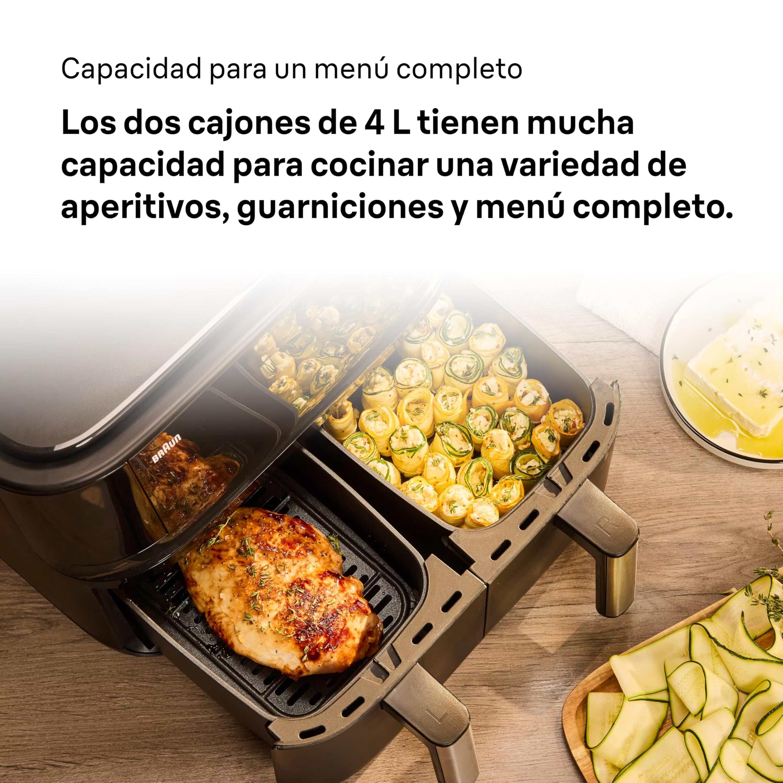 Braun TwinCook 3 TD3030IBK, frytkownica na gorące powietrze, 2 komory, 8 l (4 l + 4 l), 80-200°, Airfryer z funkcją synchronizacji, 8 programów, łatwe czyszczenie, 2850 W, czarna