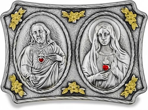 Placa de escritorio Sagrado Corazón de Jesús y Corazón Inmaculado de María