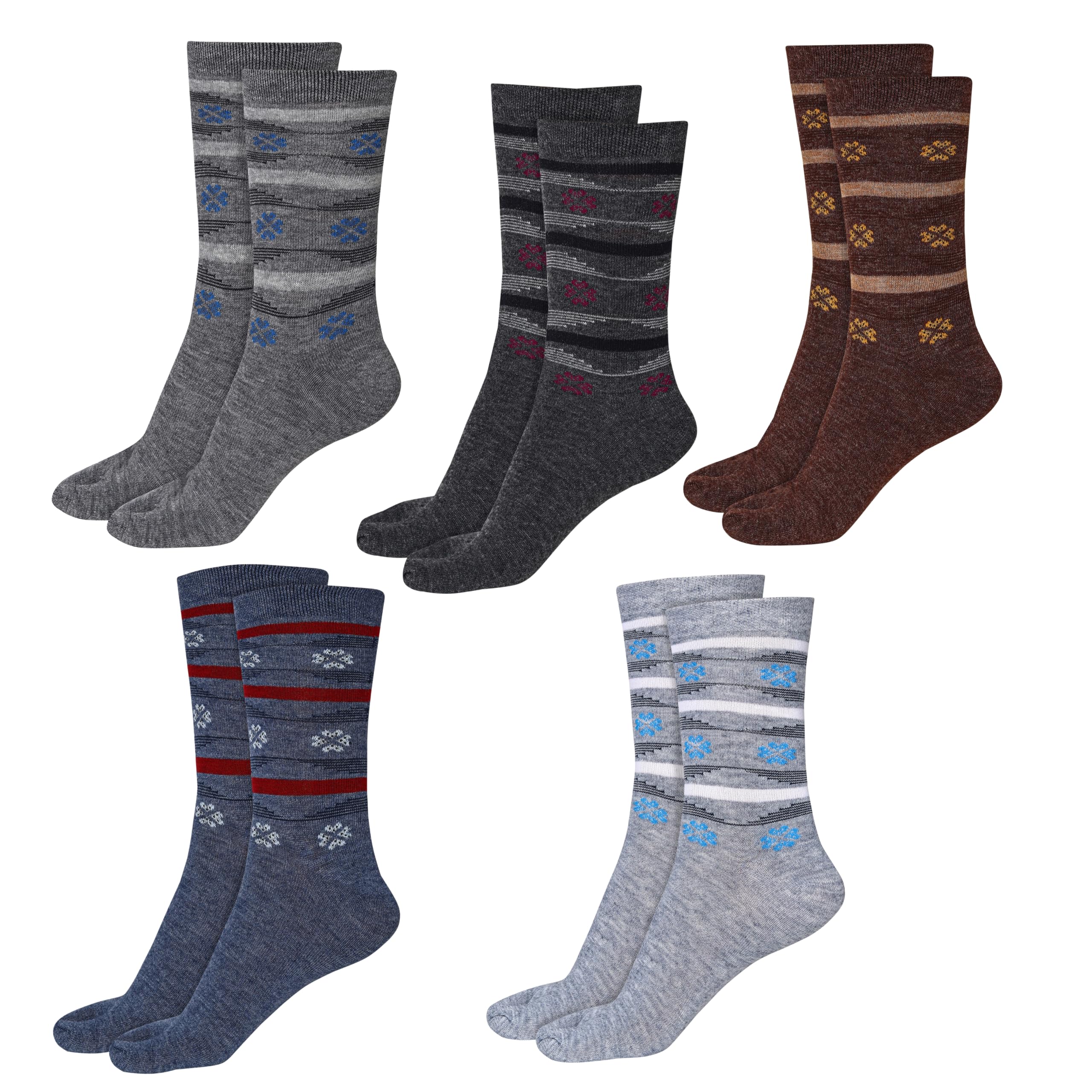 Women's Warm Thumb Socks Pack of 5 | Winter Calf Length Socks for Women | Soft Breathable Thermal Crew Socks | Free Size-picture-17