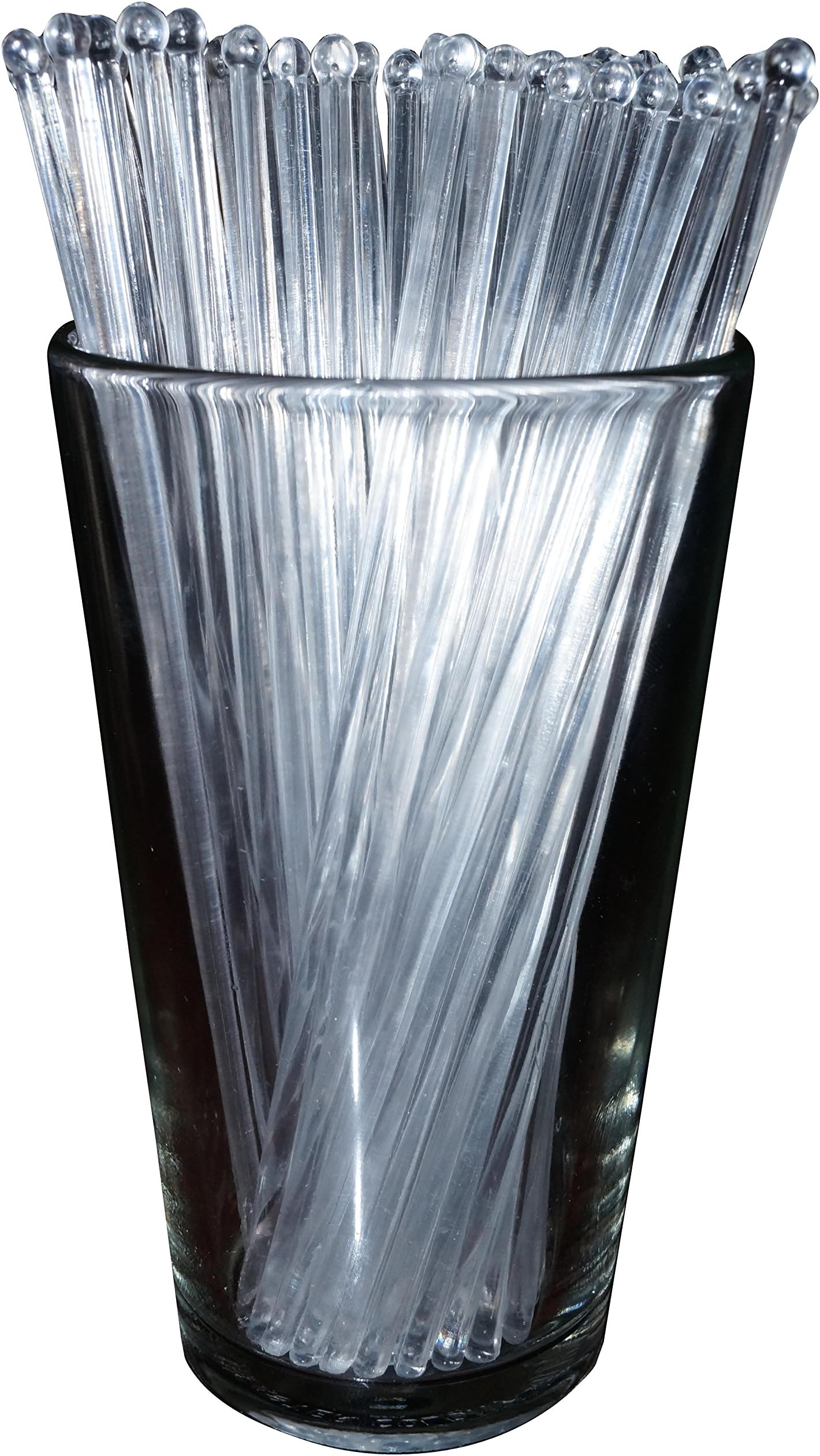 Royer 7 Inch Plastic Round Top Swizzle Sticks, Set of 48, Crystal - Made In USA