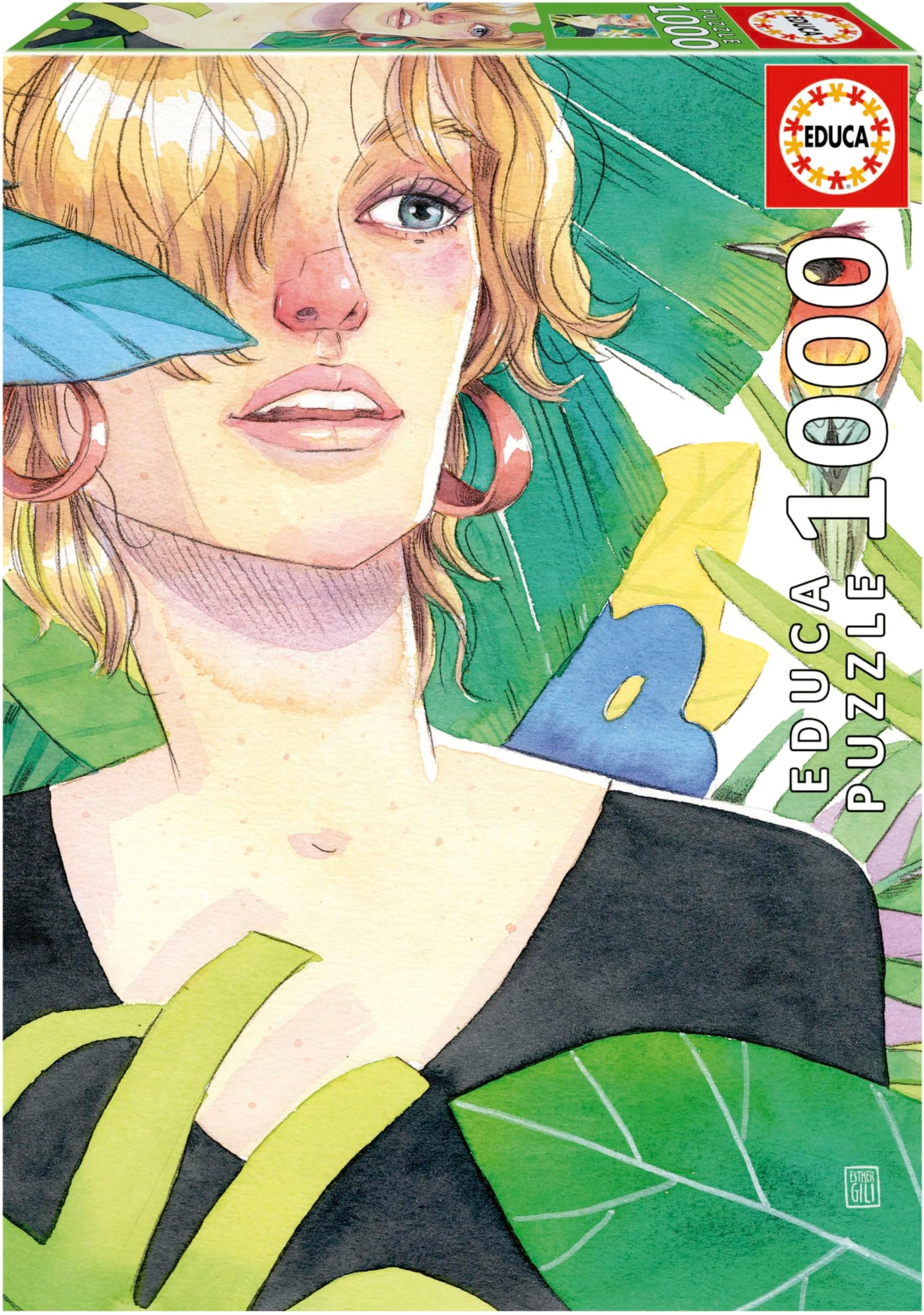 Educa - Tropical, Esther Gili | 1000 piece puzzle. Measurement: 48 x 68 cm. Comprend Fix Puzzle Tail pour l'accrocher Une Fois l'assemblage I finished. +14 Years (19571)