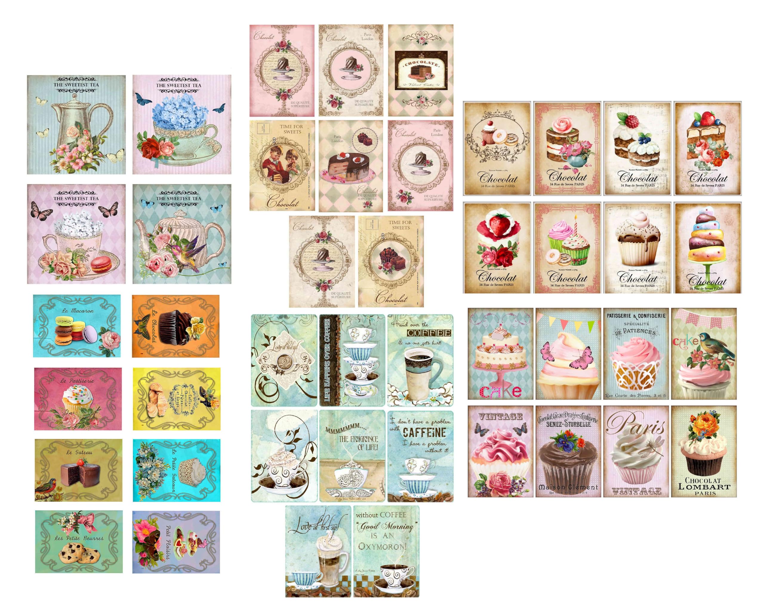 Chic Cottage Crafts Tea, Coffee & Cakes Ladies Card Making Toppers - 46 Pieces Selection - DIY to - Cut Yourself - Craft Embellishment