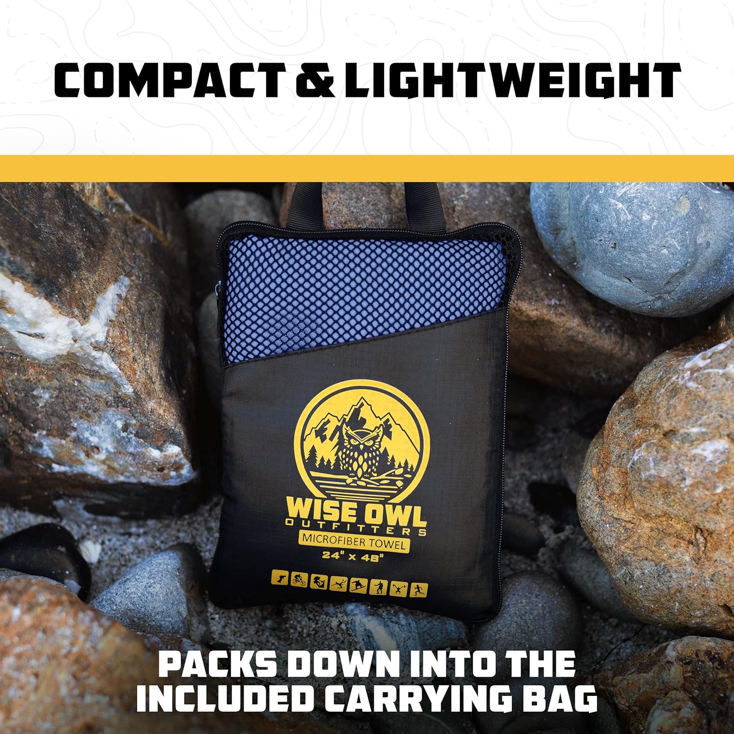 Wise Owl Outfitters Camping Travel Towel - Ultra Soft Compact Quick Dry Microfiber Fast Drying Fitness Beach Hiking Yoga Travel Sports Backpacking : Sports & Outdoors