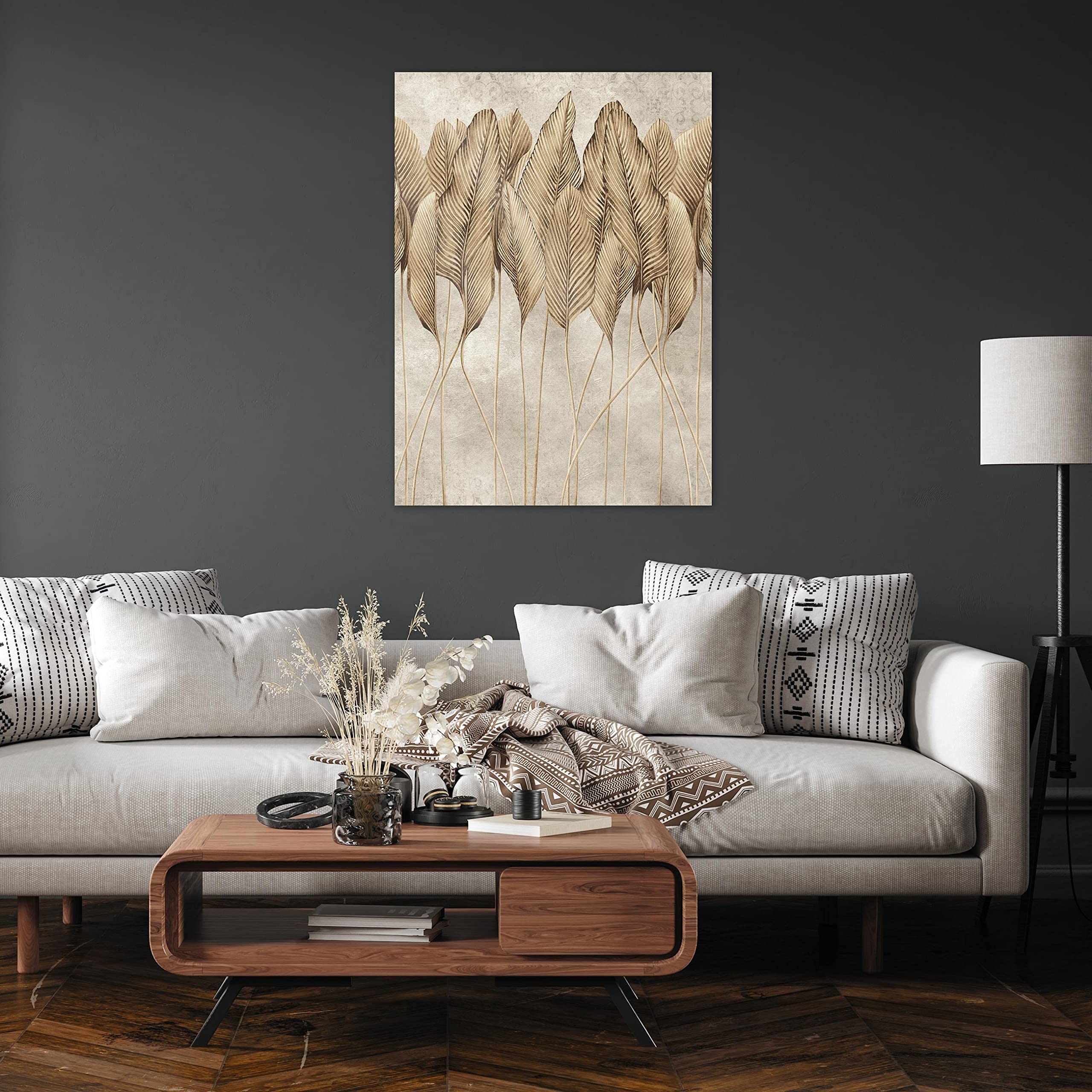 Poster Style Bohème - Beige - Feuilles - 30 X 40 Cm - Format