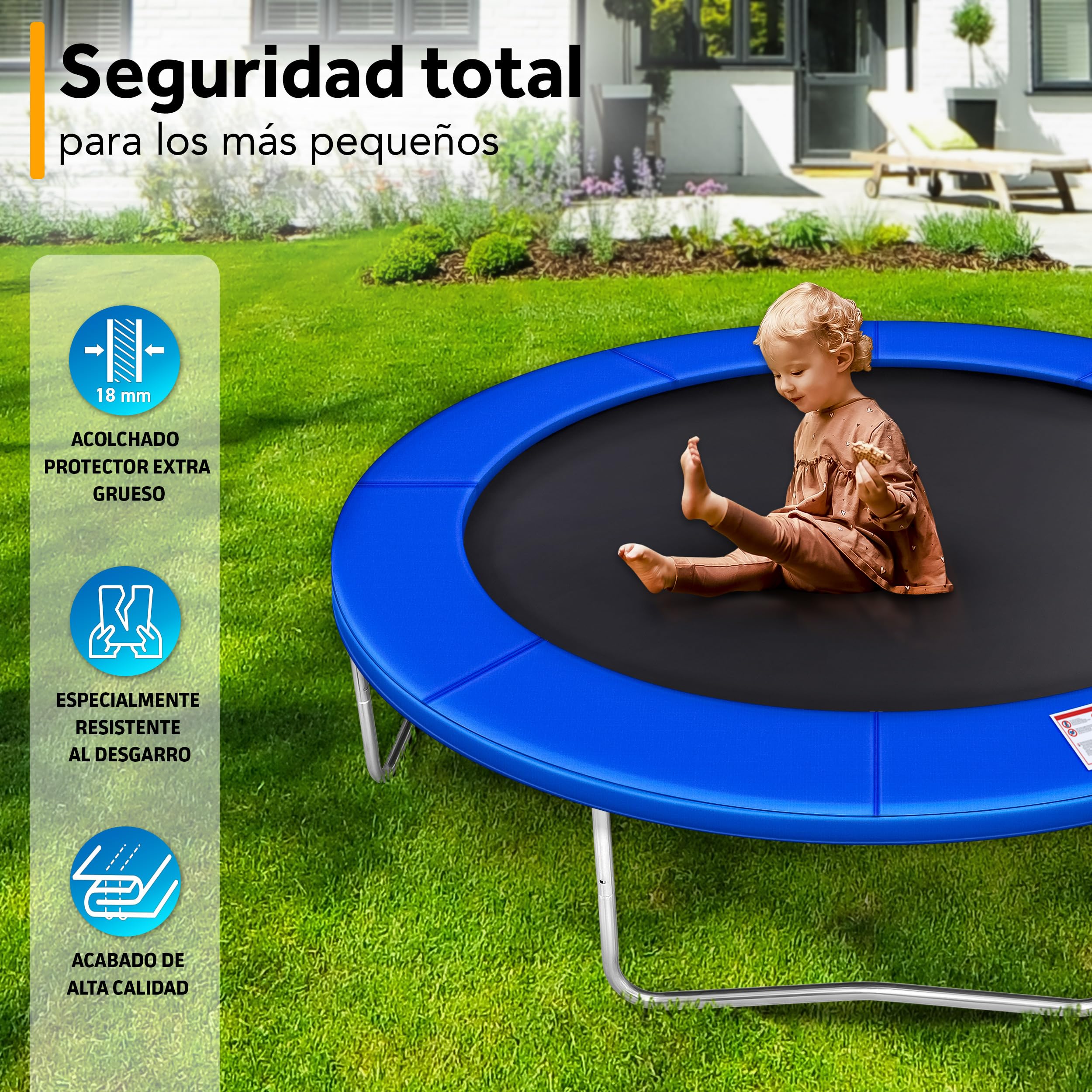 KIDUKU® Cubierta Protectora para Bordes de Cama elástica Cojín para resortes de trampolín 244 305 366 427 cm