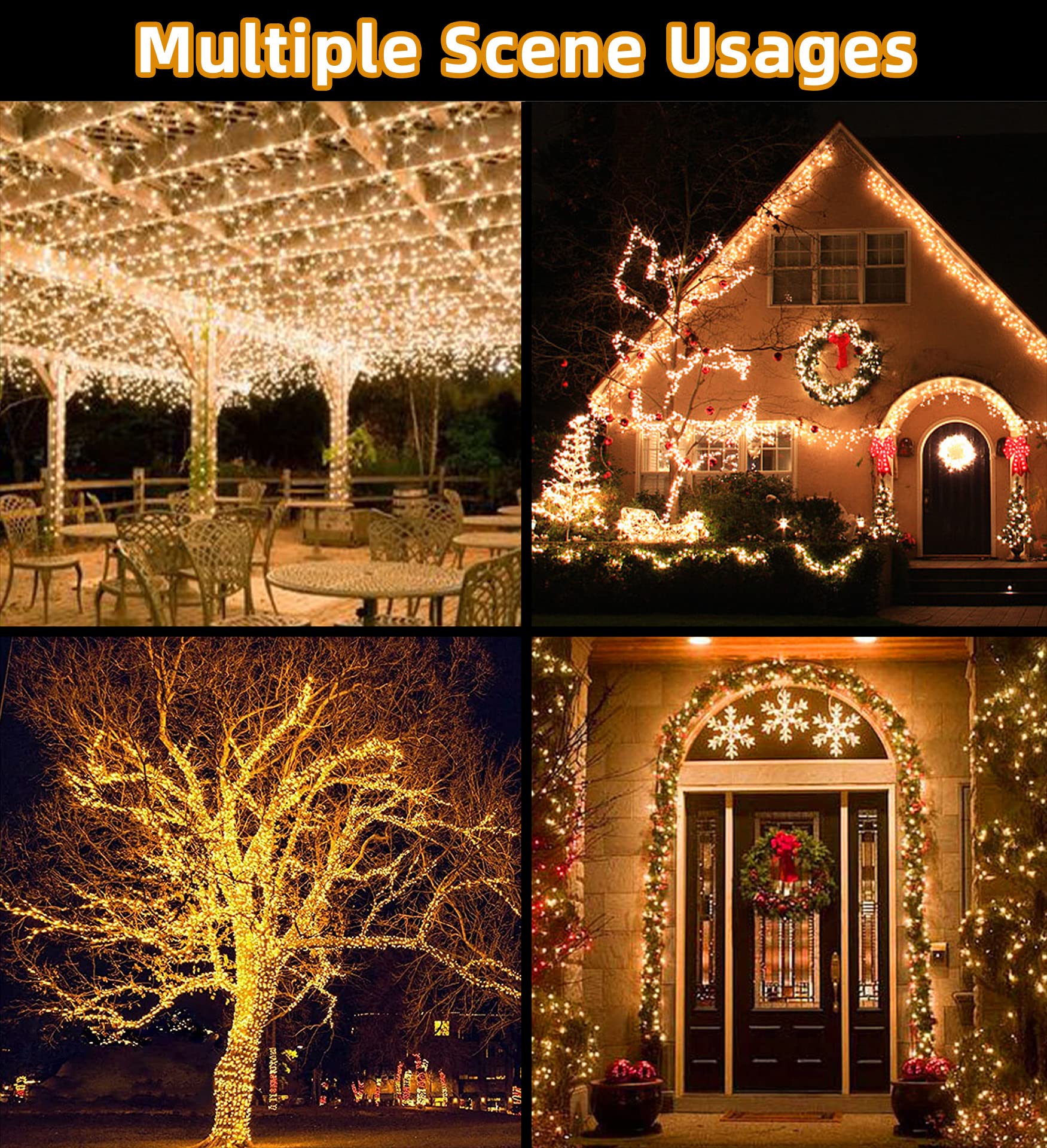 LIGHTOP Solar-Lichterkette für den Außenbereich, wasserdicht, Kupferdraht, 2 Stück, 90 m, 100 LEDs, für Gartendekoration, Hochzeit, Party, Terrasse, Hof, Baum, Terrasse, Ostern, Weihnachten (warmweiß)