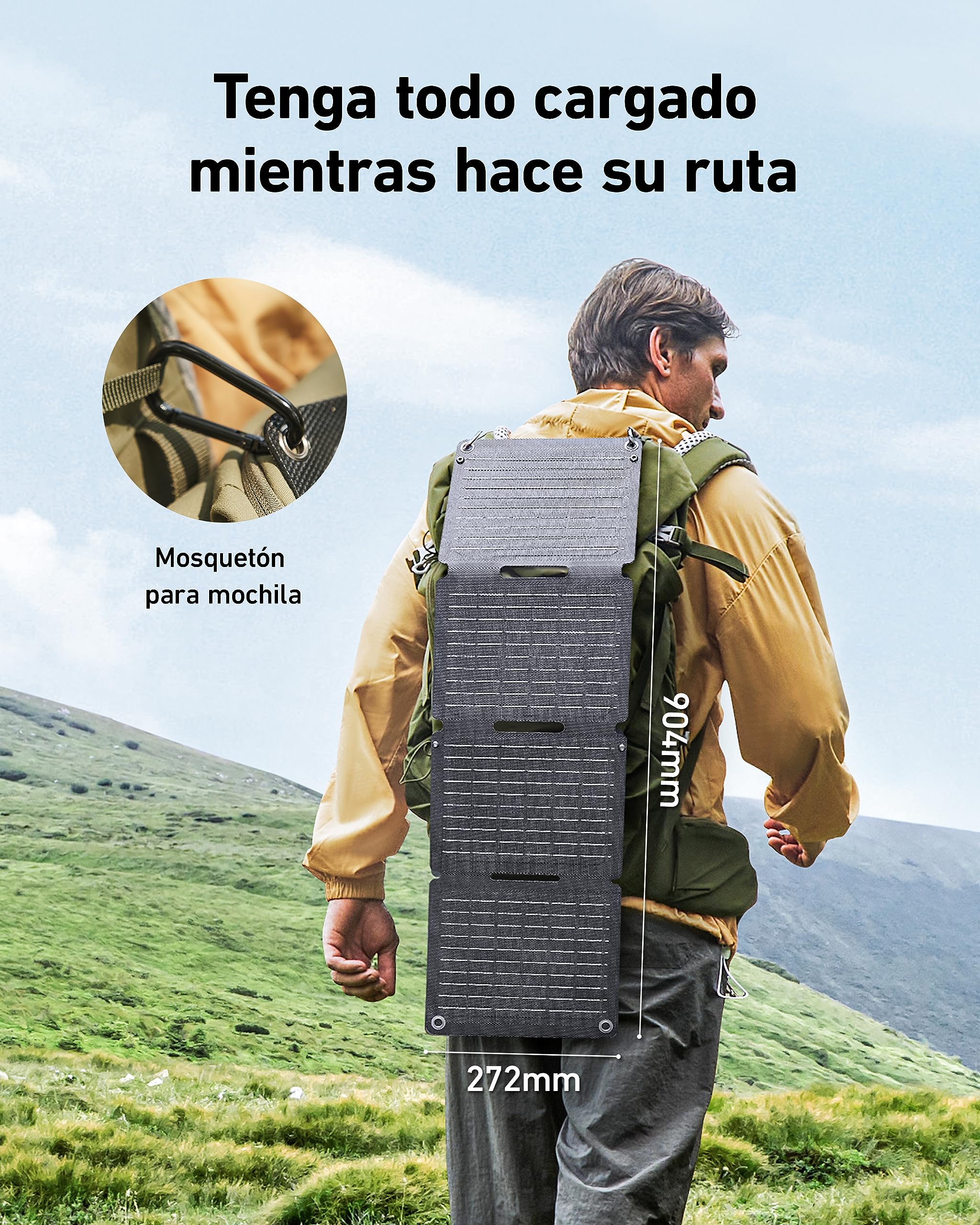 Anker Solix PS30 Panel Solar, Cargador Solar Plegable Portátil de 30W, Resistencia al Agua y al Polvo IP65, Carga Ultrarrápida, Carga 2 Dispositivos al Mismo Tiempo, para Acampada, Senderismo y