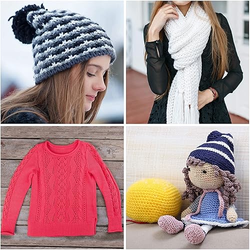 Miniatura 7 de Curtzy Juego de agujas de tejer de bambú, 16 pares de agujas de tejer rectas de madera con estuche de almacenamiento, de una sola punta en tamaños