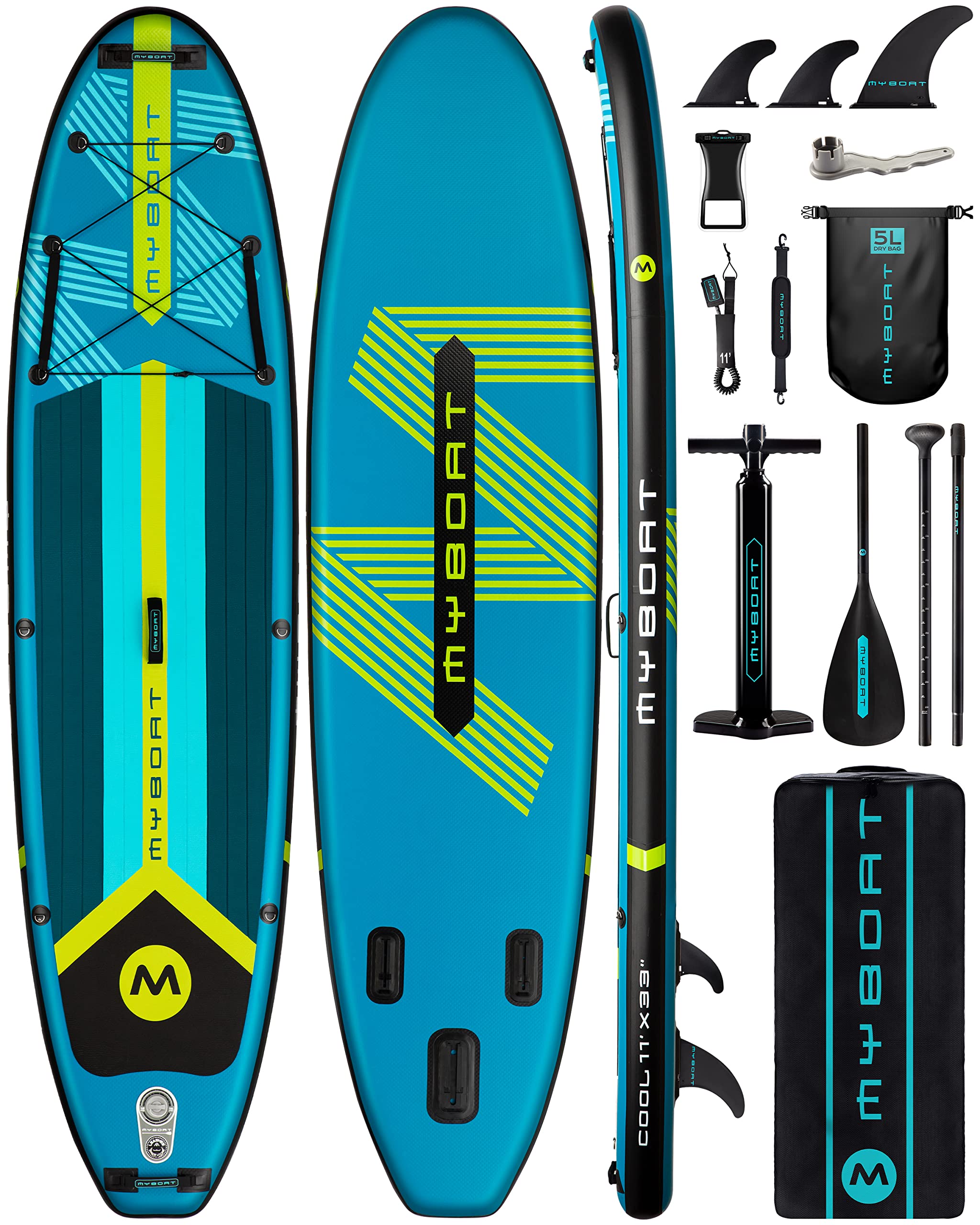 MYBOAT 11'×33"×6" Extra Wide Inflatable Paddle Board, Stand Up Paddle