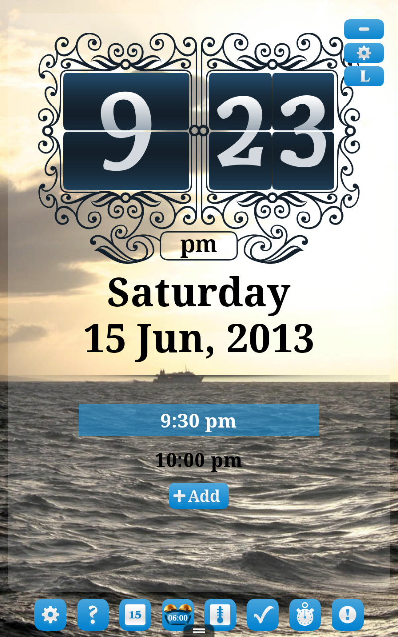 Weather, Calendar, Alarm Clock, ToDo List, Nightstand, Stopwatch