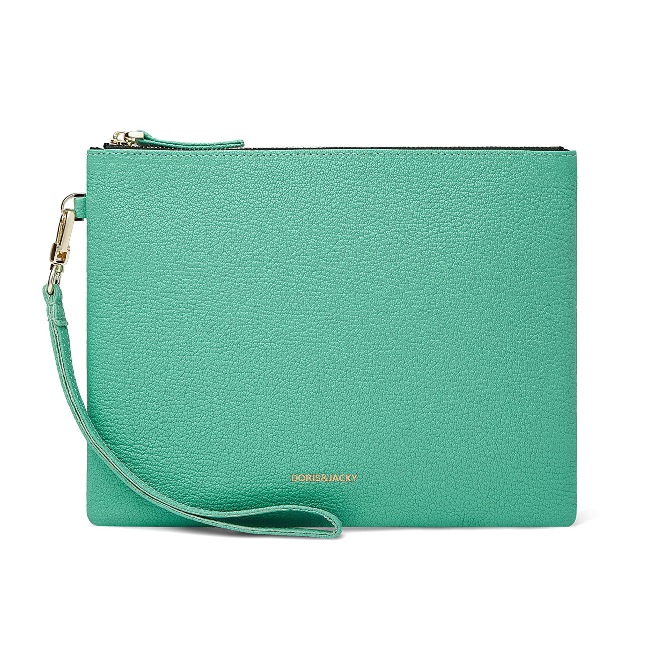 DORIS&JACKY Lambskin Leather Wristlet Clutch Purse for Women Soft Designer Slim Cell Phone Pouch Bag with Detachable Strap