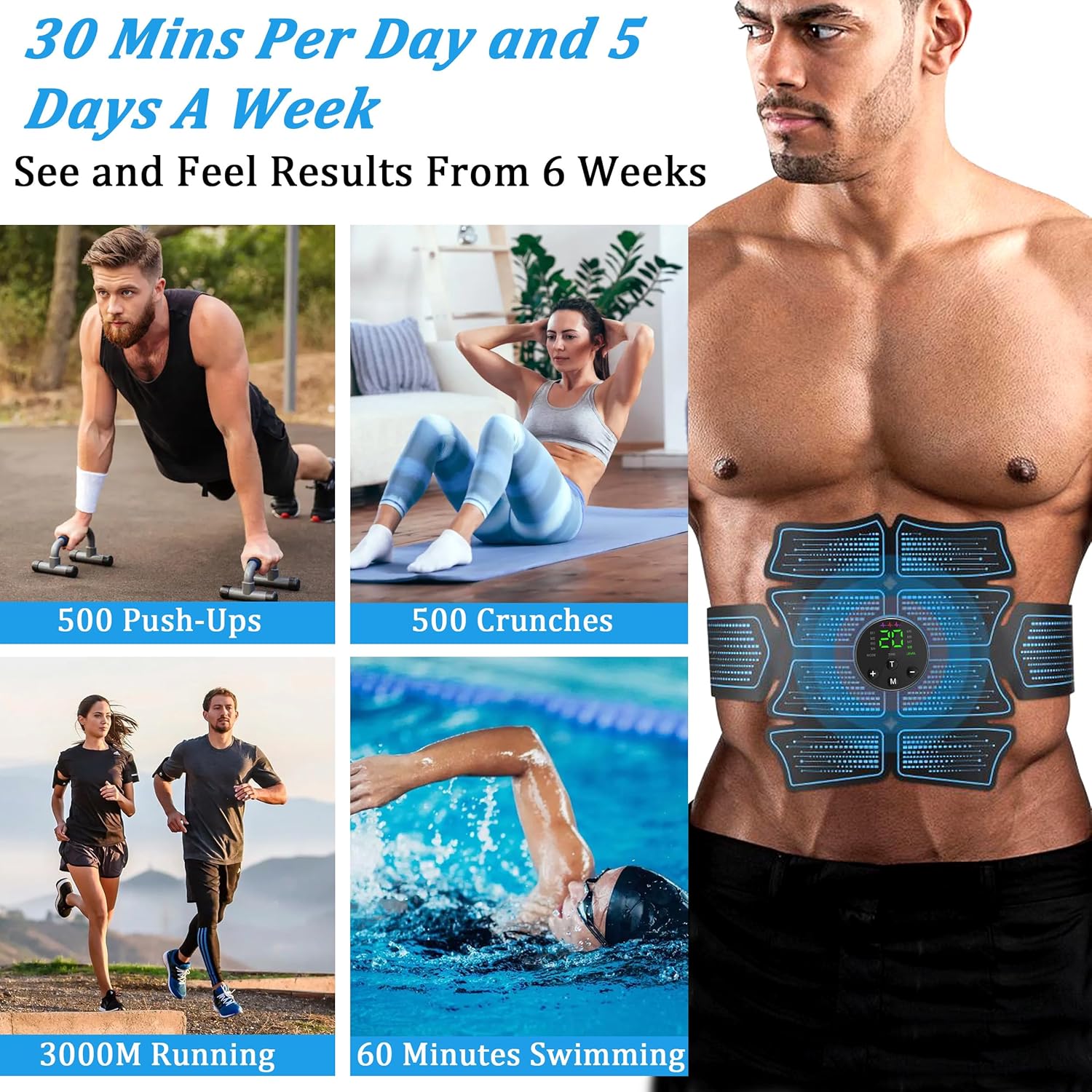 ABS Stimulator Muscle Toner，AB Machine for Abdomen/Arm/Leg，Muscle Stimulator for Muscle Growth, Ab Toning Belt Muscle Stimulator for Men and Women 1 Pack - Image 6