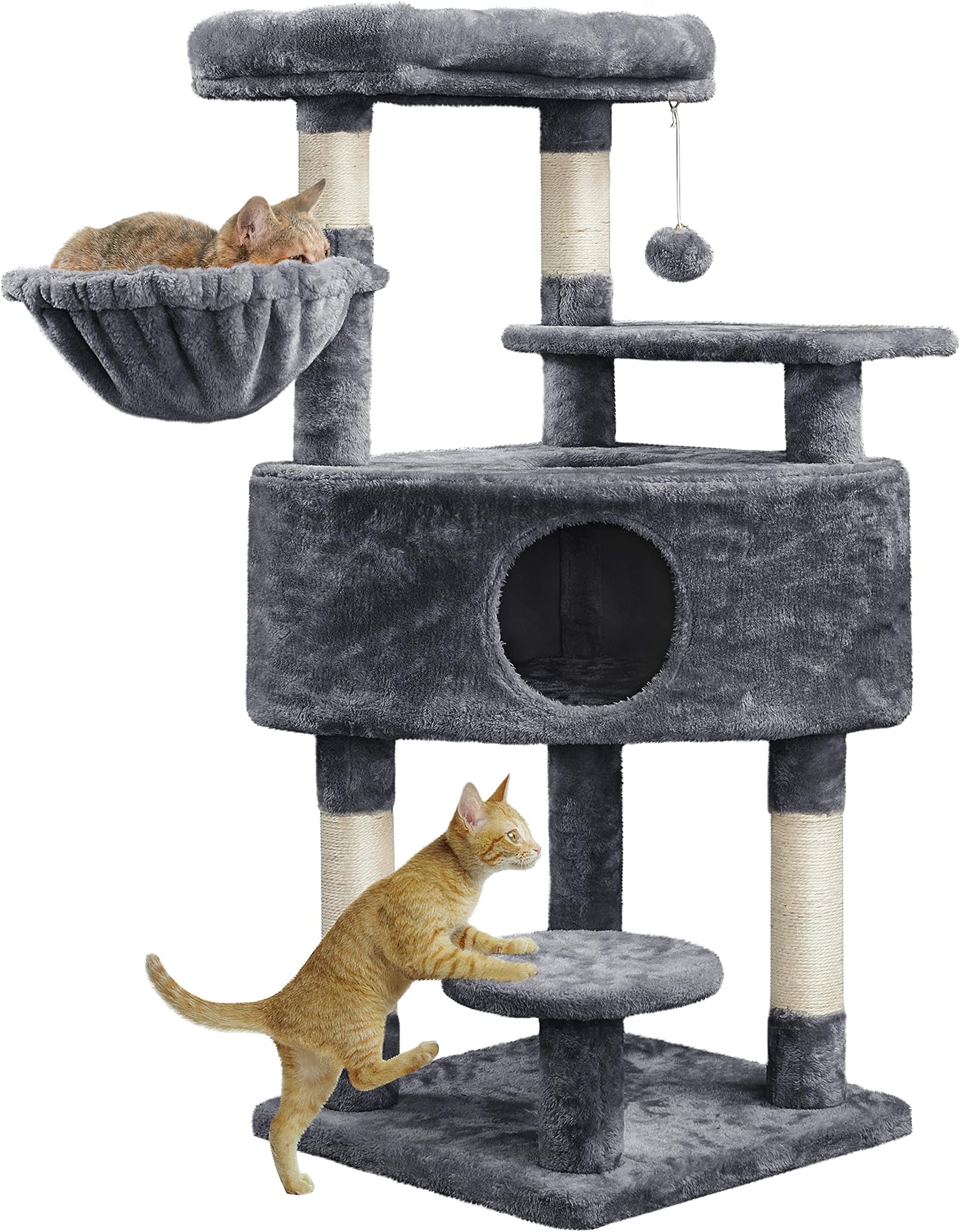 Yaheetech 117cm Cat Tree Cat Tower, Kitten Play Tower with Plush Condo