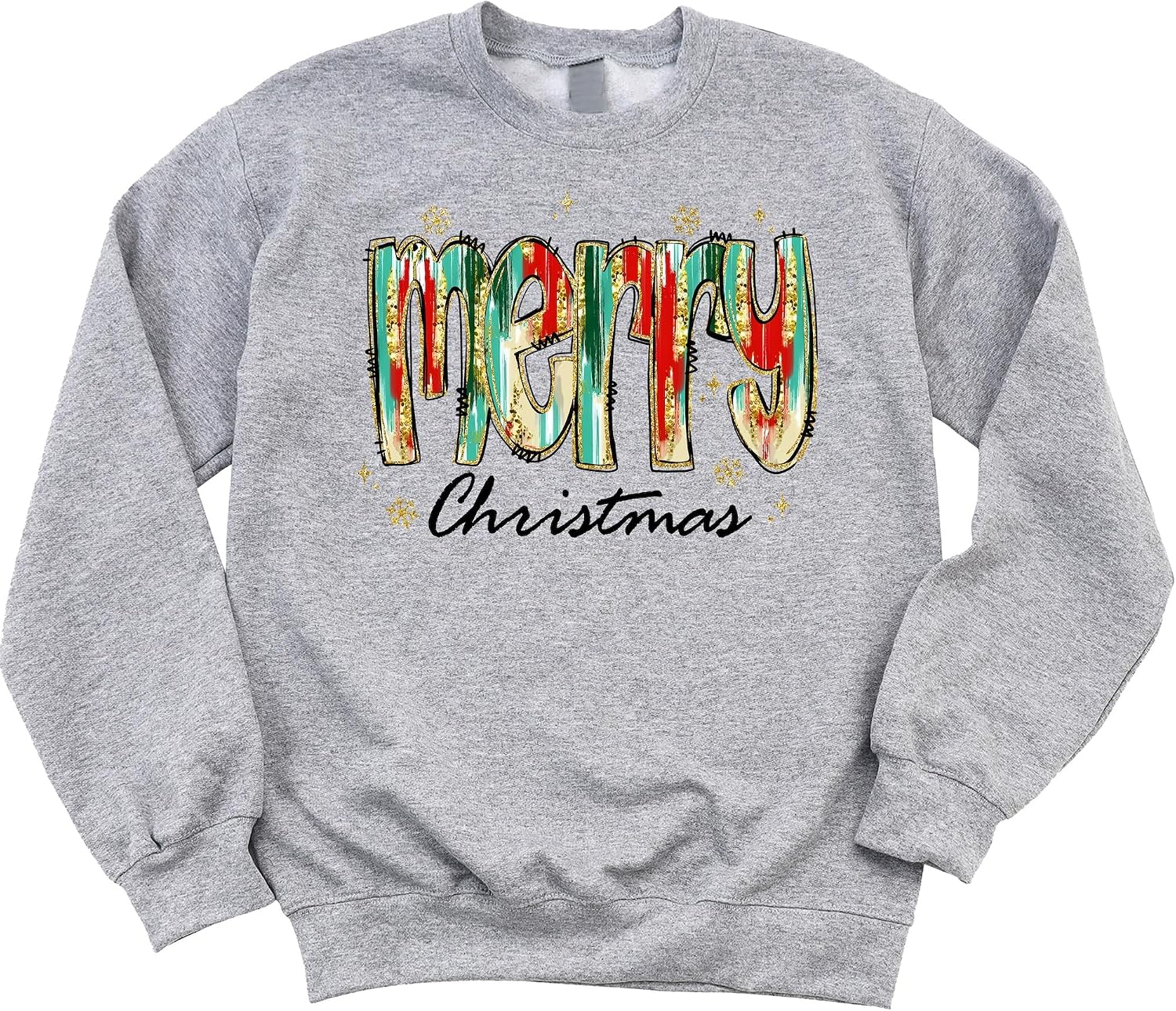 Olive Loves Apple Merry Christmas Sweatshirt for Women Teens and Girls Cute Watercolor Holiday Pullover