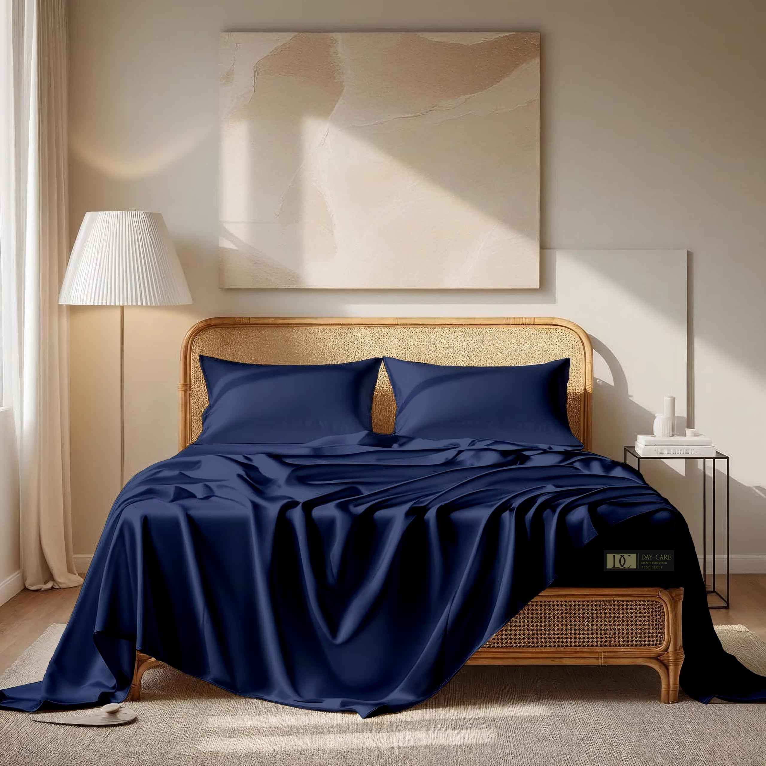 King Size Satin Bedsheets - Luxurious Midnight Black -22 King Size Satin Bedsheets - Luxurious Midnight Black -22
