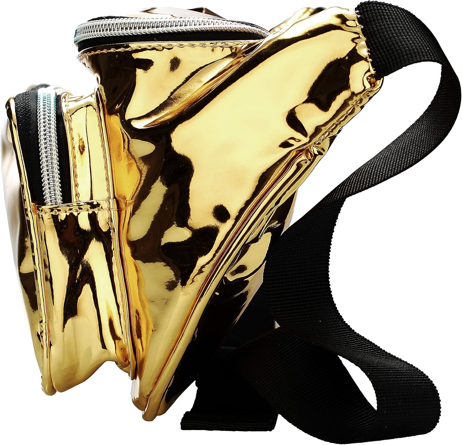  | Shiny Neon Fanny Bag for Women Rave Festival Hologram Bum Travel Waist Pack (Gold) | Waist Packs