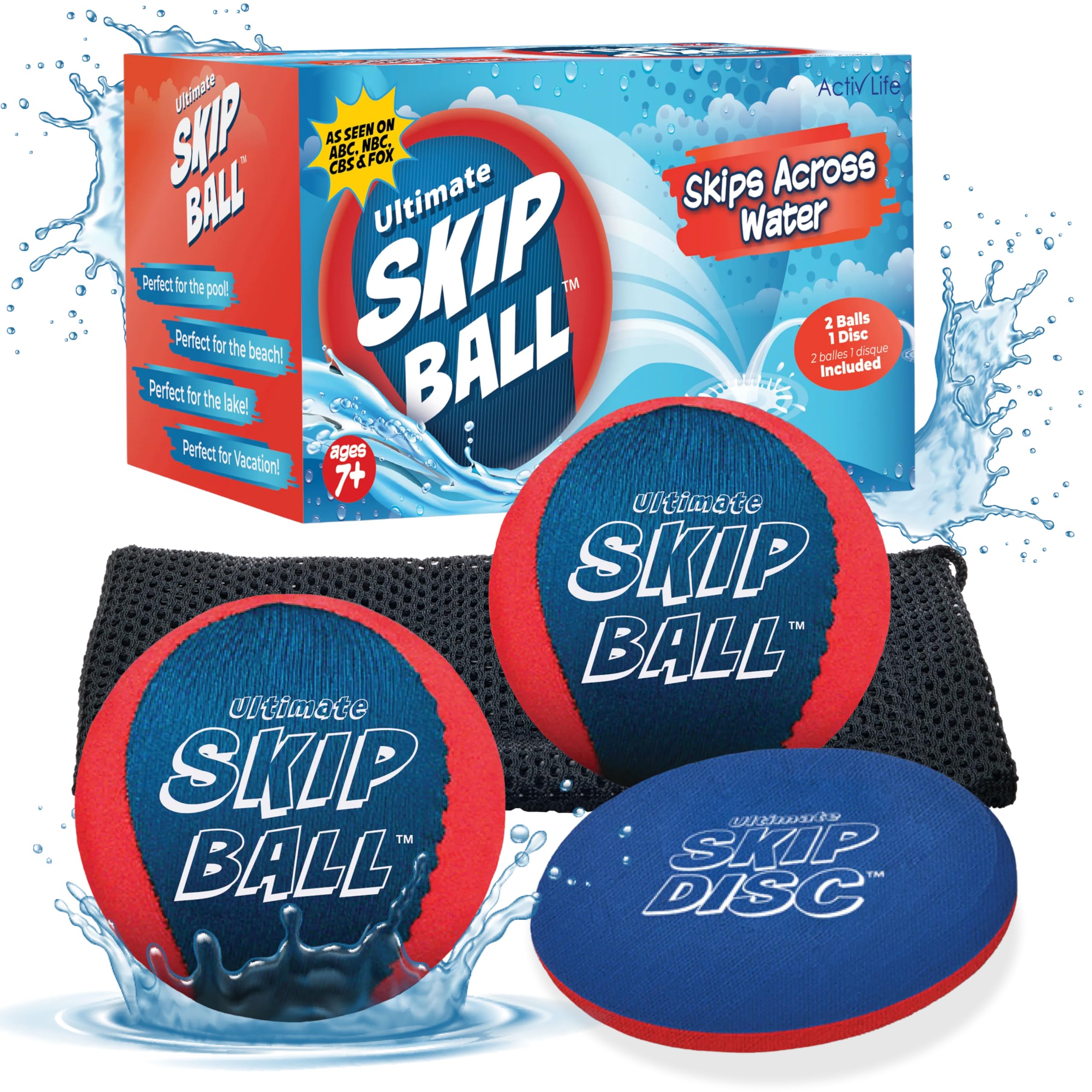 Activ Life The Ultimate Skip Ball – Water Bouncing Ball (2 Pack) Create Lasting Memories with Your Friends & Family at The Beach, Lake or Pool - Great for All Ages