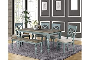 Roundhill Prato 6-Piece Farmhouse Dining Table Set