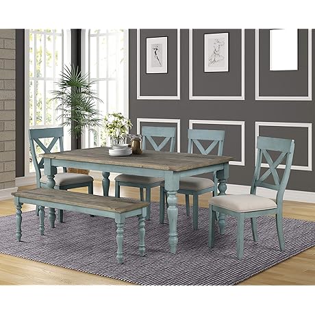 Roundhill Prato 6-Piece Farmhouse Dining Table Set