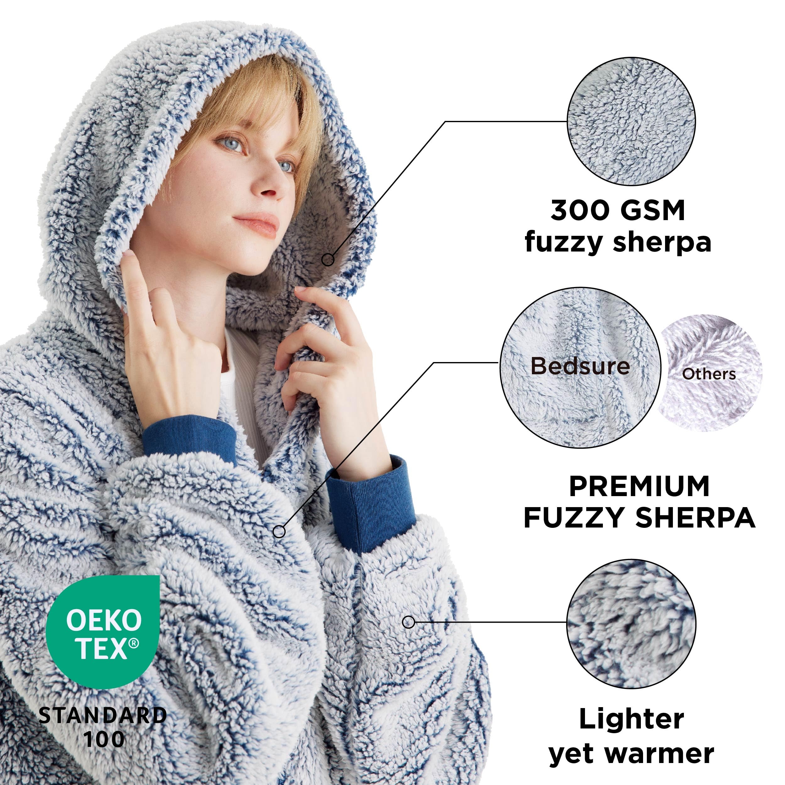 Bedsure Wearable Blanket Hoodie Zip Up - Image 3