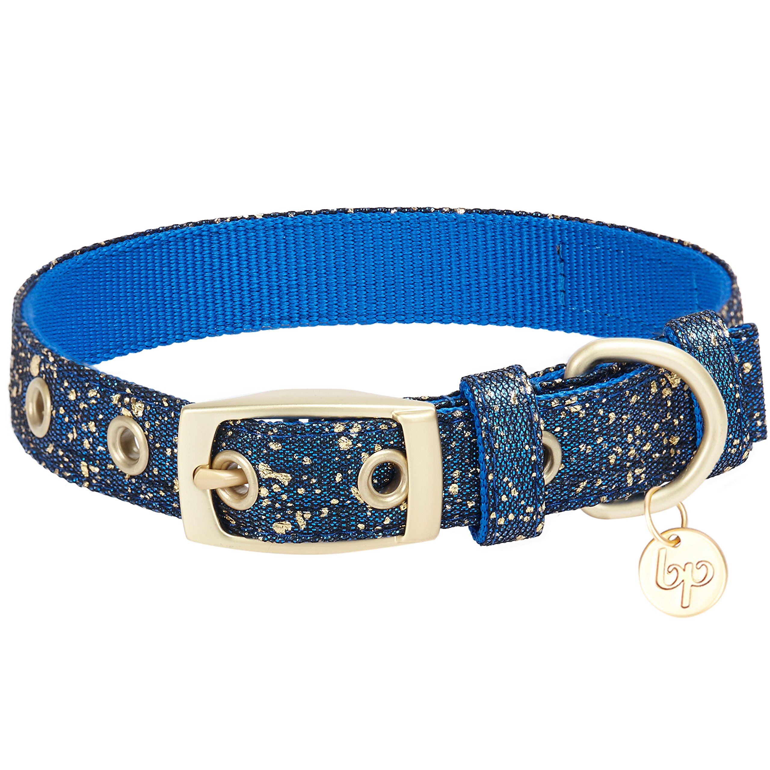 Collier dentelle dorée Blueberry Pet bleu marine pour les sorties du dimanche