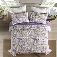 Vista 159 de DJY Juego de edredón de cachemira marrón, tamaño Queen, juego de colcha bohemia de 3 piezas, ropa de cama de microfibra suave y ligera con estampado