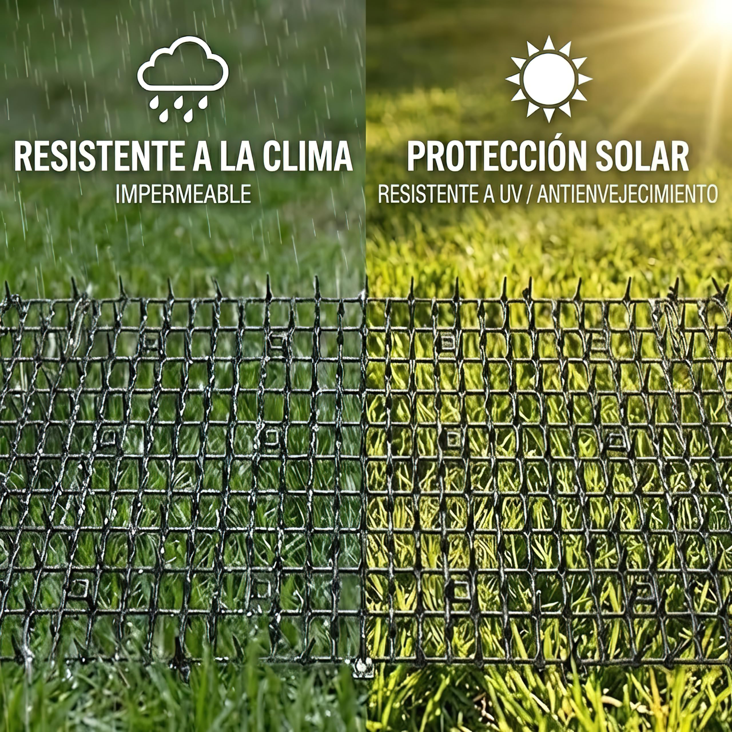 Alfombrilla Repelente de Mascotas, Blanca, 1,98 m con 8 Estacas para el Suelo 8 Bridas, Alfombrilla Repelente de Gatos con Púas Suaves para Jardín/Patio Trasero, Alfombrilla Disuasoria de