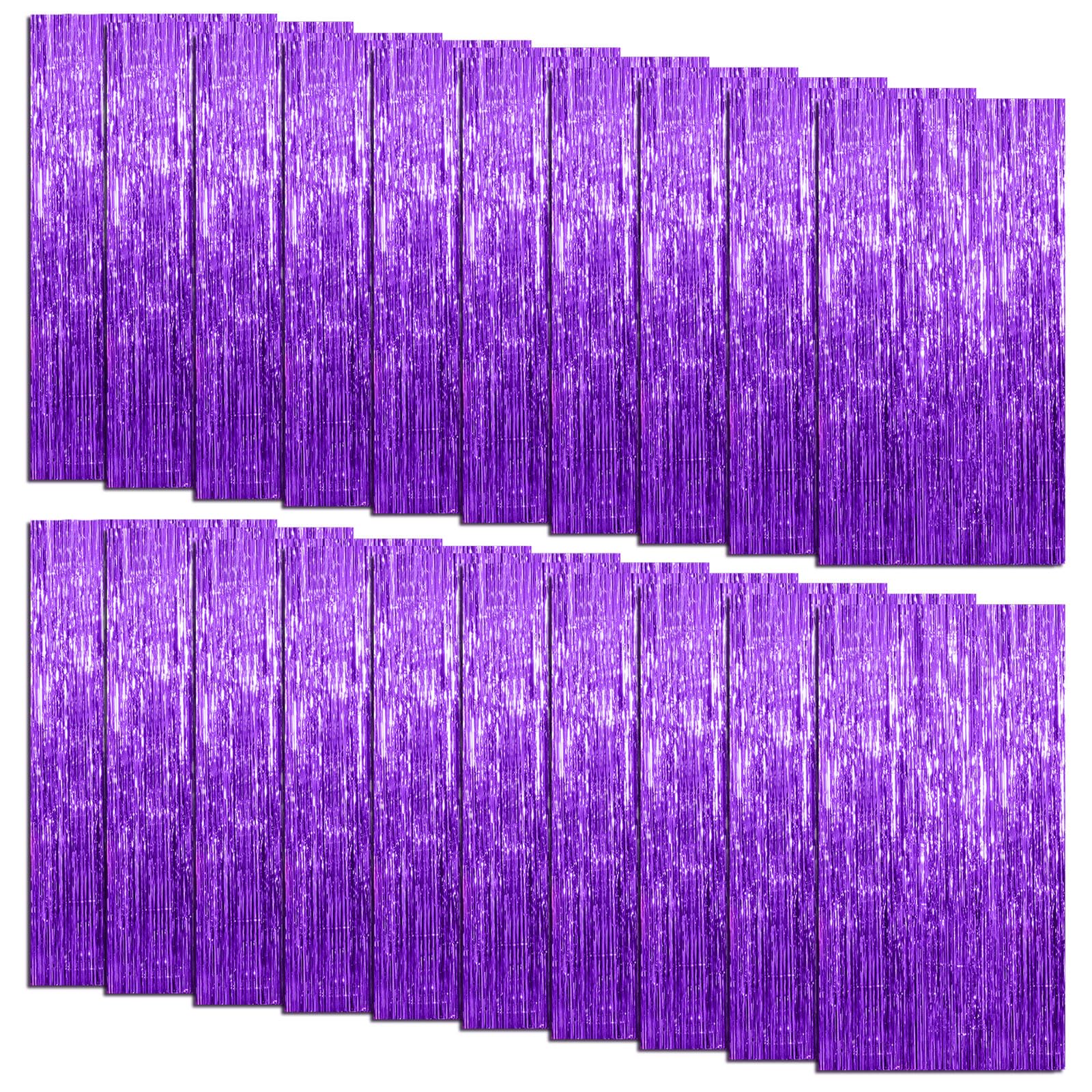 20 Pack Foil Curtain Backdrop Purple Metallic Tinsel Foil Fringe Curtains Photo Booth Props for Birthday Wedding Engagement Baby Shower Bachelorette Christmas Holiday Celebration Party Decorations