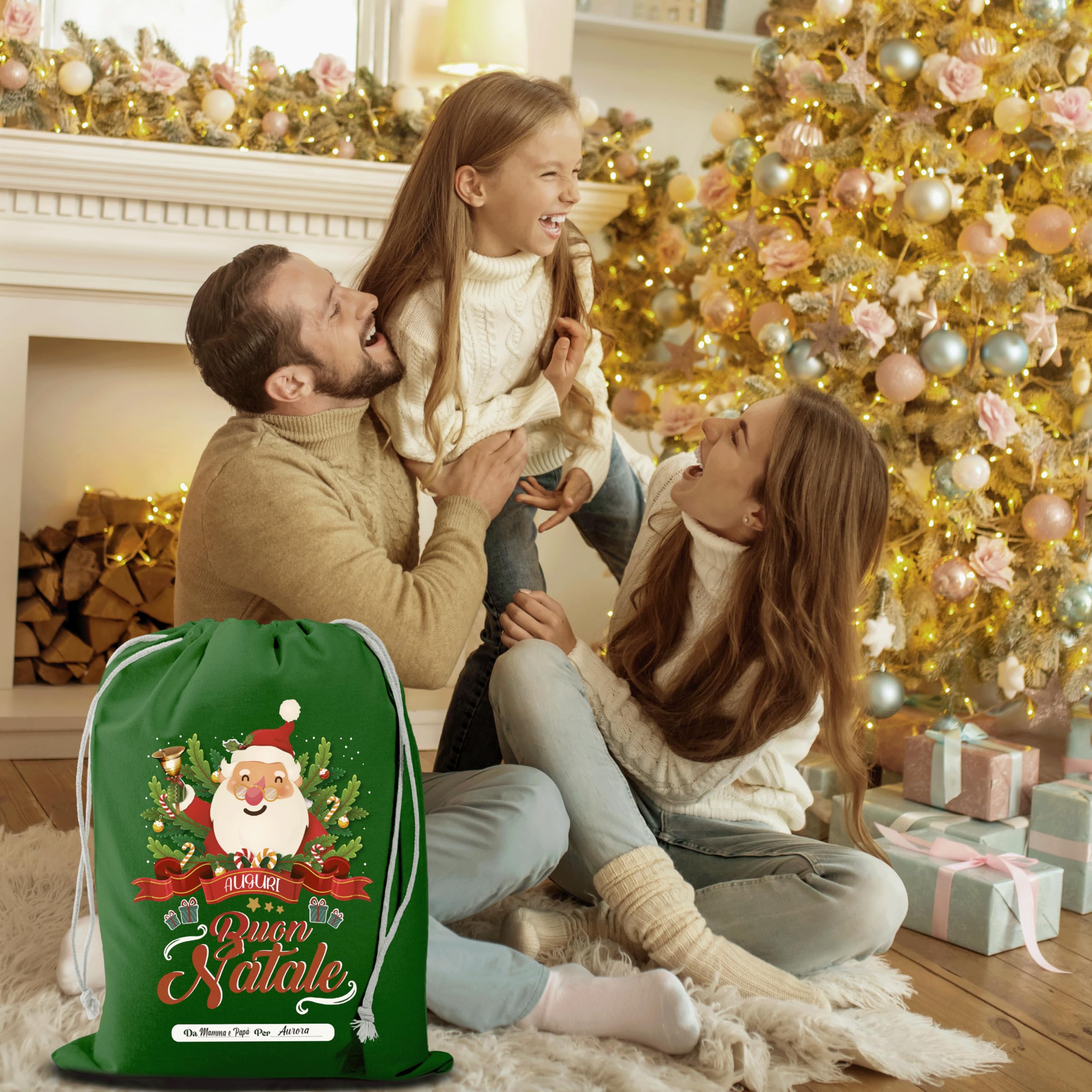 Großer Weihnachtsmannsack aus Jute XXL – Maxi-Tasche 70 x 50 cm mit Kordel für Weihnachtsgeschenke – originelle Geschenktaschen – originelle Weihnachtstüte