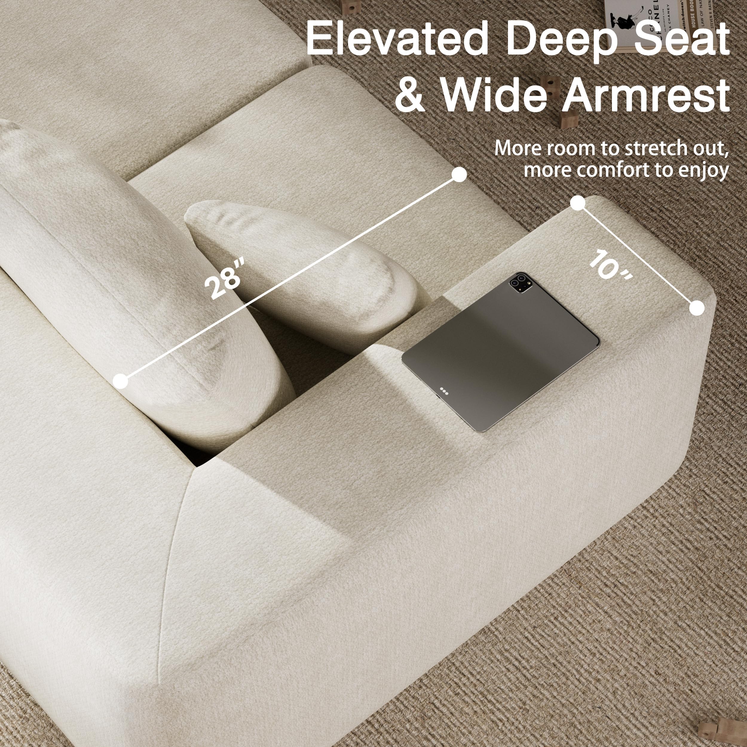 CUGOAO 150' Oversized Boneless Sectional Couches for Living Room,Comfy Modern Mo — product photo