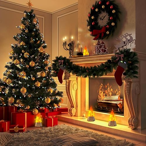 Miniatura 4 de Ollcuz Luces LED de llama, velas sin llama, batería recargable, fuego falso con llama parpadeante, luz nocturna LED para dormitorio de niños, al