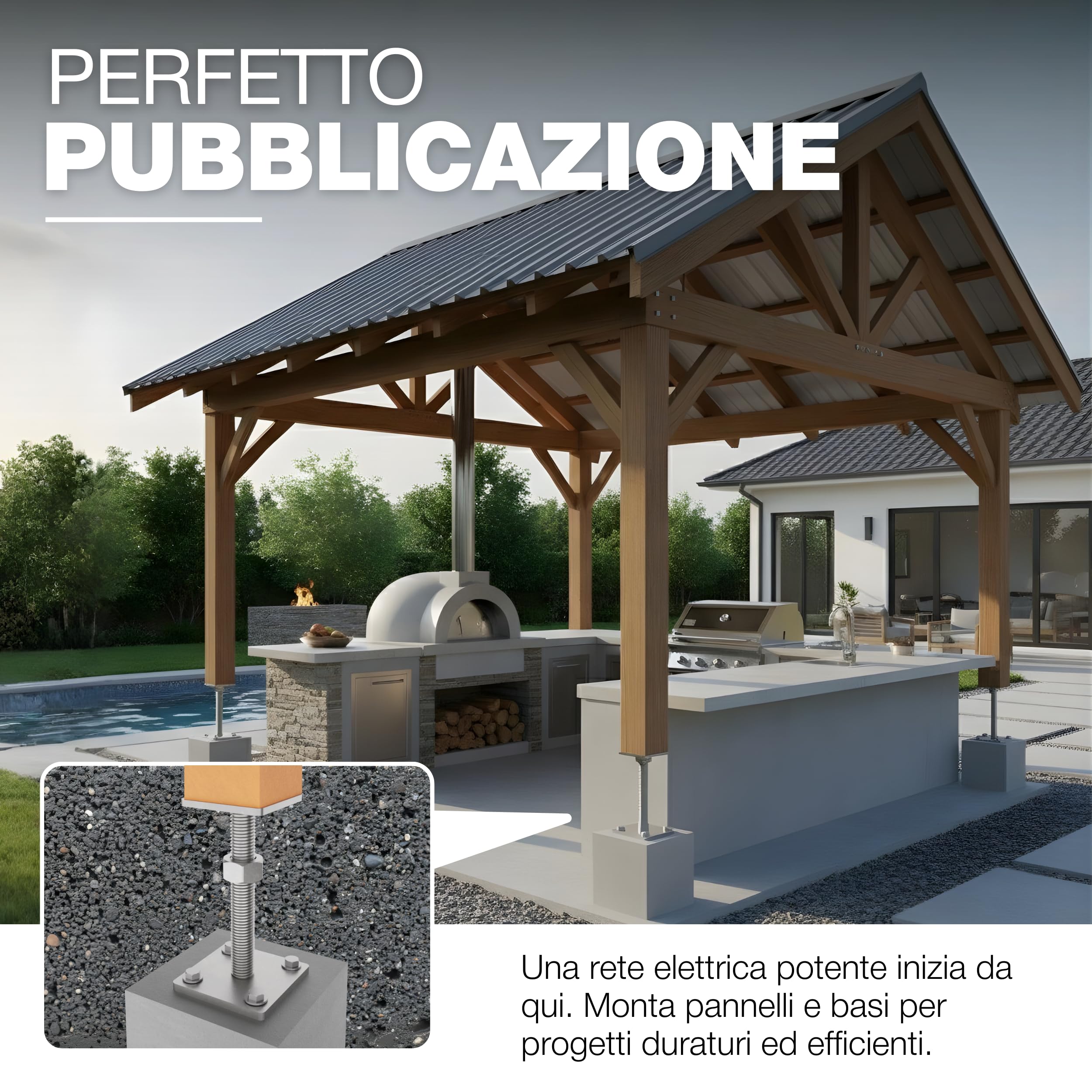 Supporto Regolabile per Palo 70 x 70 mm Rivestito in Fiocco di Zinco Set da 4