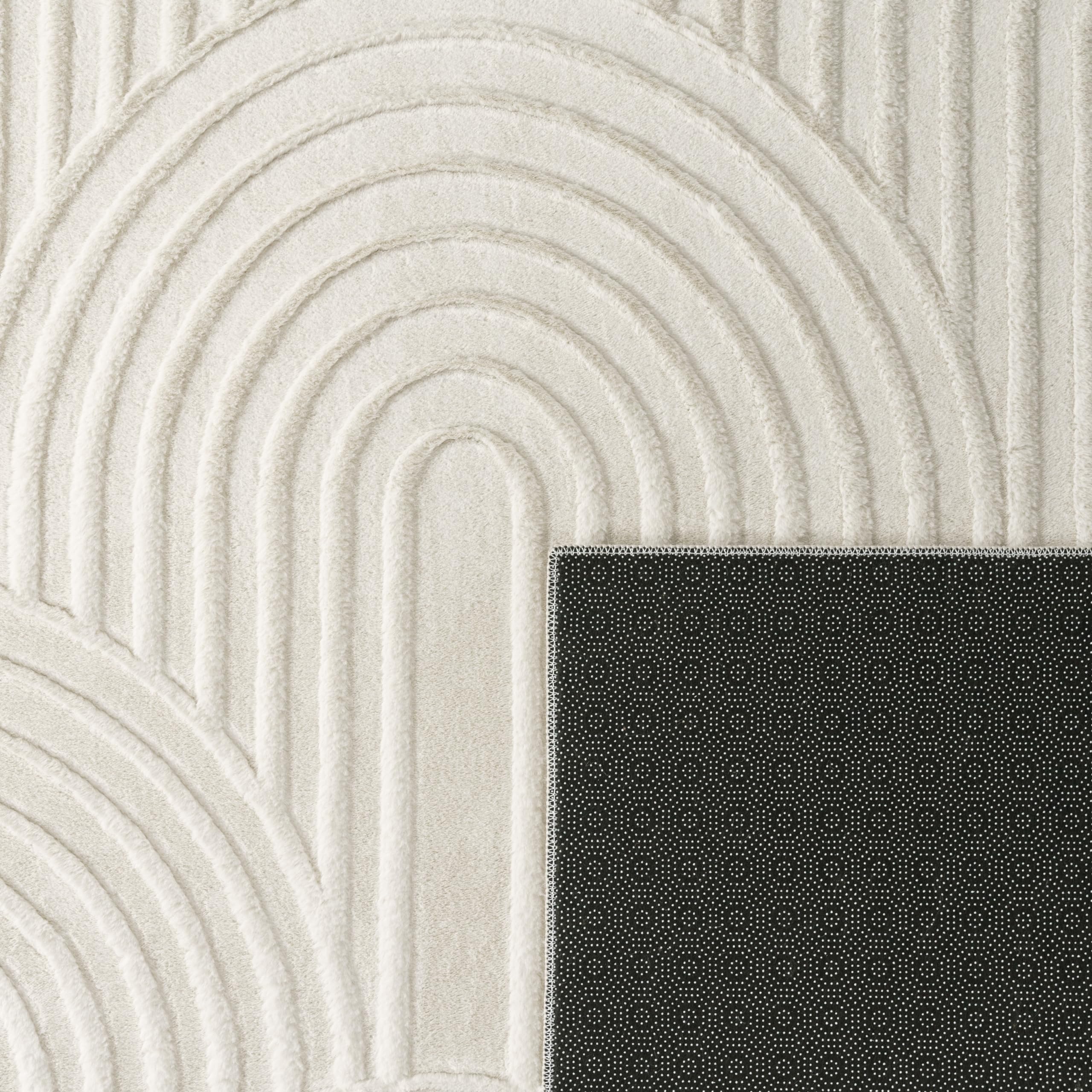 Paco Home Tapis Salon Chambre Adulte Poils Ras Motif Scandinave Motif Boho Motif Geometrique, Dimension:160x220 cm, Couleur:Crème 4