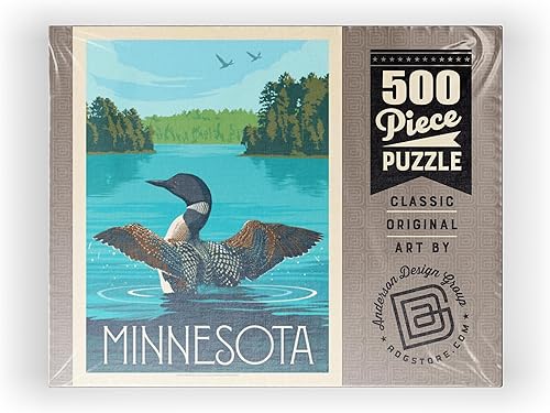Miniatura 8 de Minnesota Loon, póster vintage, rompecabezas prémium de 500 piezas para adultos