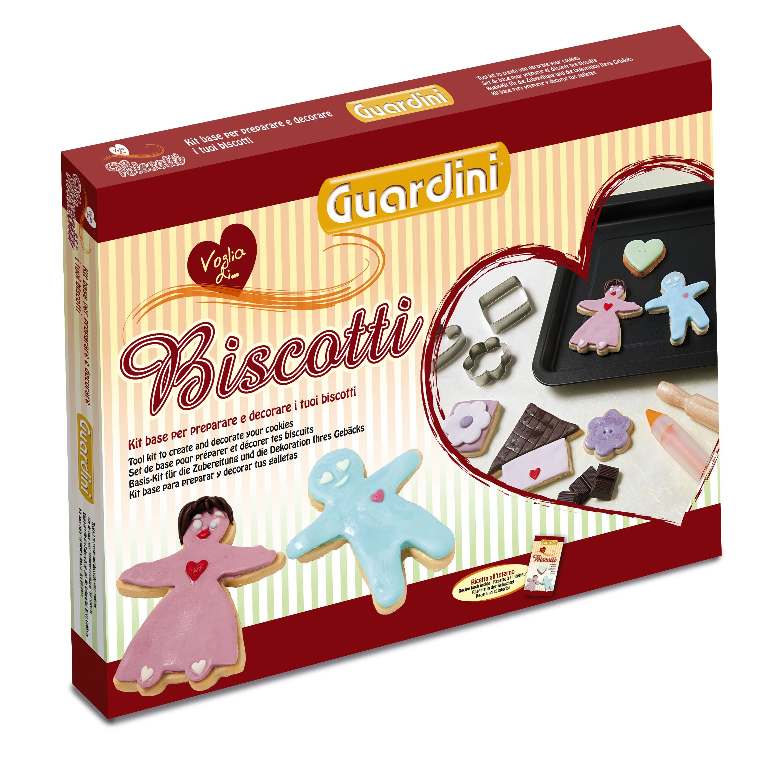 Guardini "4223015683 " Voglia DI... Basis-Kit fırın kağıdı yapışmaz kaplama 26 x 37 cm, Nudelholz 23 cm, 6-galvanize kalıp, Dekorspritze plastik ve silikon, tarif