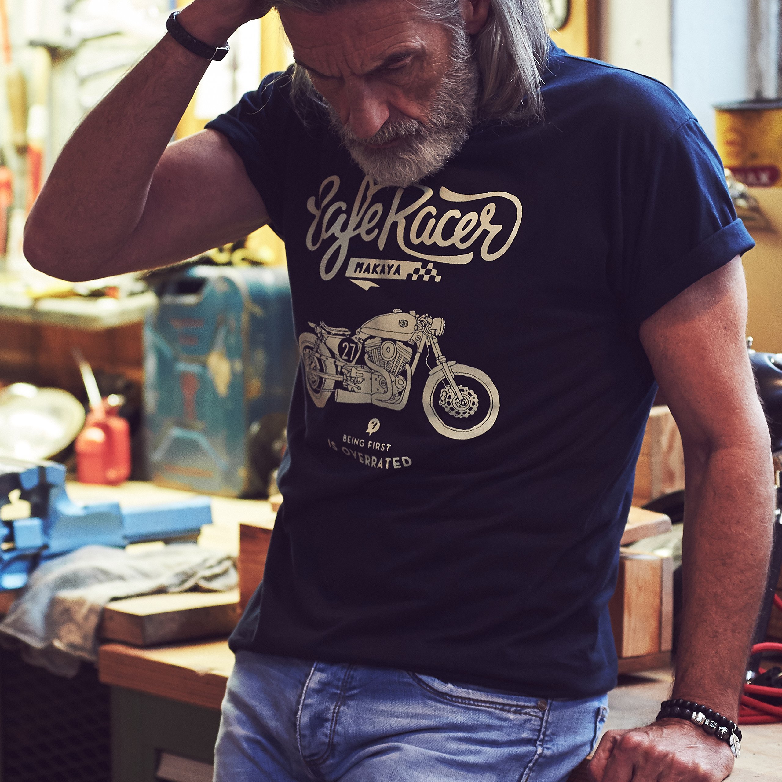 MAKAYA Idee Regalo Originali Uomo Moto - Maglietta Biker Motociclista