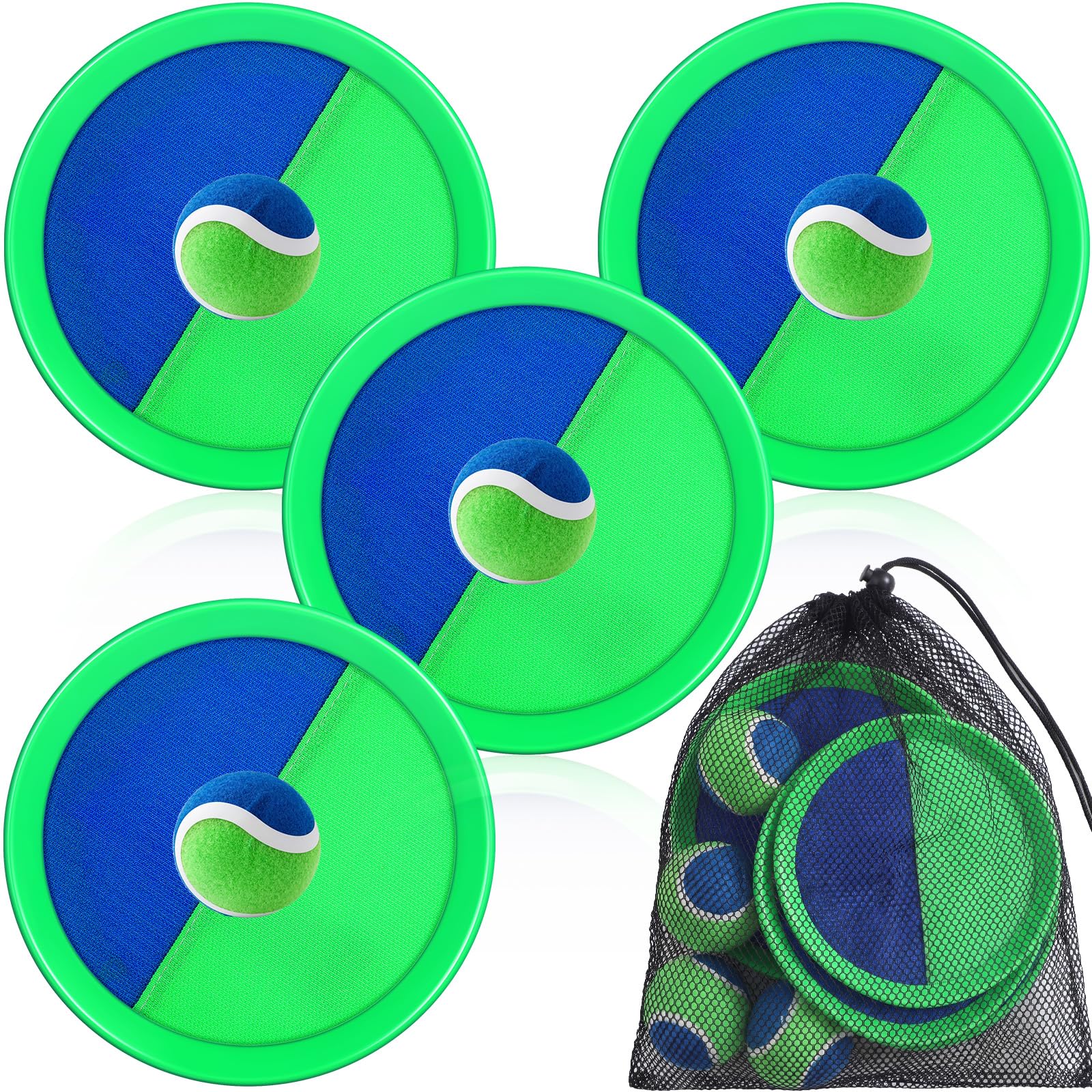 Charniol Kids Toss and Catch Game,Blue Green,4 Paddles 4 Balls