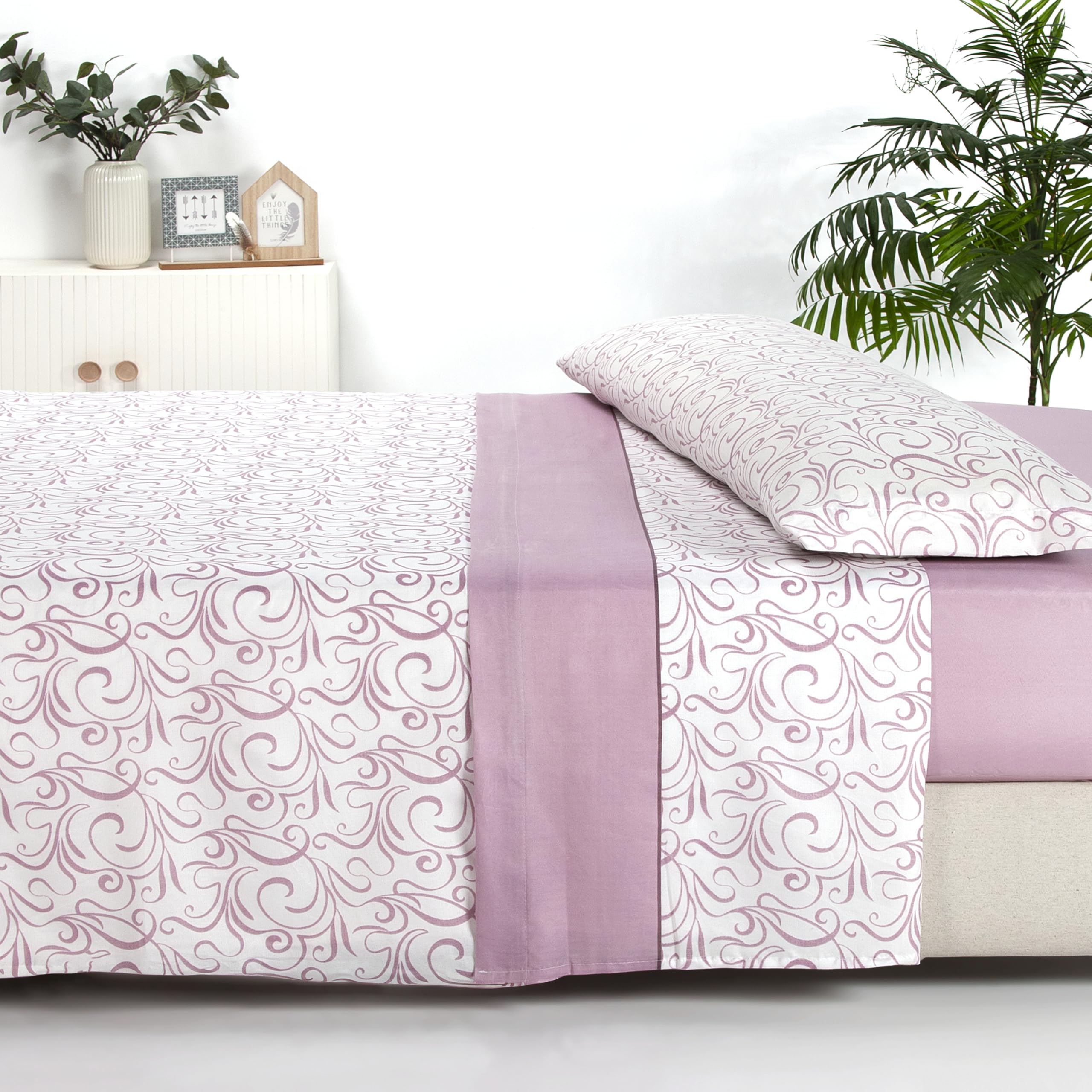Sábanas 135x190 - Juego de Sábanas 3 Piezas - 100% Microfibra Suave y Transpirable - Sábana Bajera Ajustable, Encimera y Funda Almohada - Ropa de Cama Estampada (Ellie Aqua) — view 8